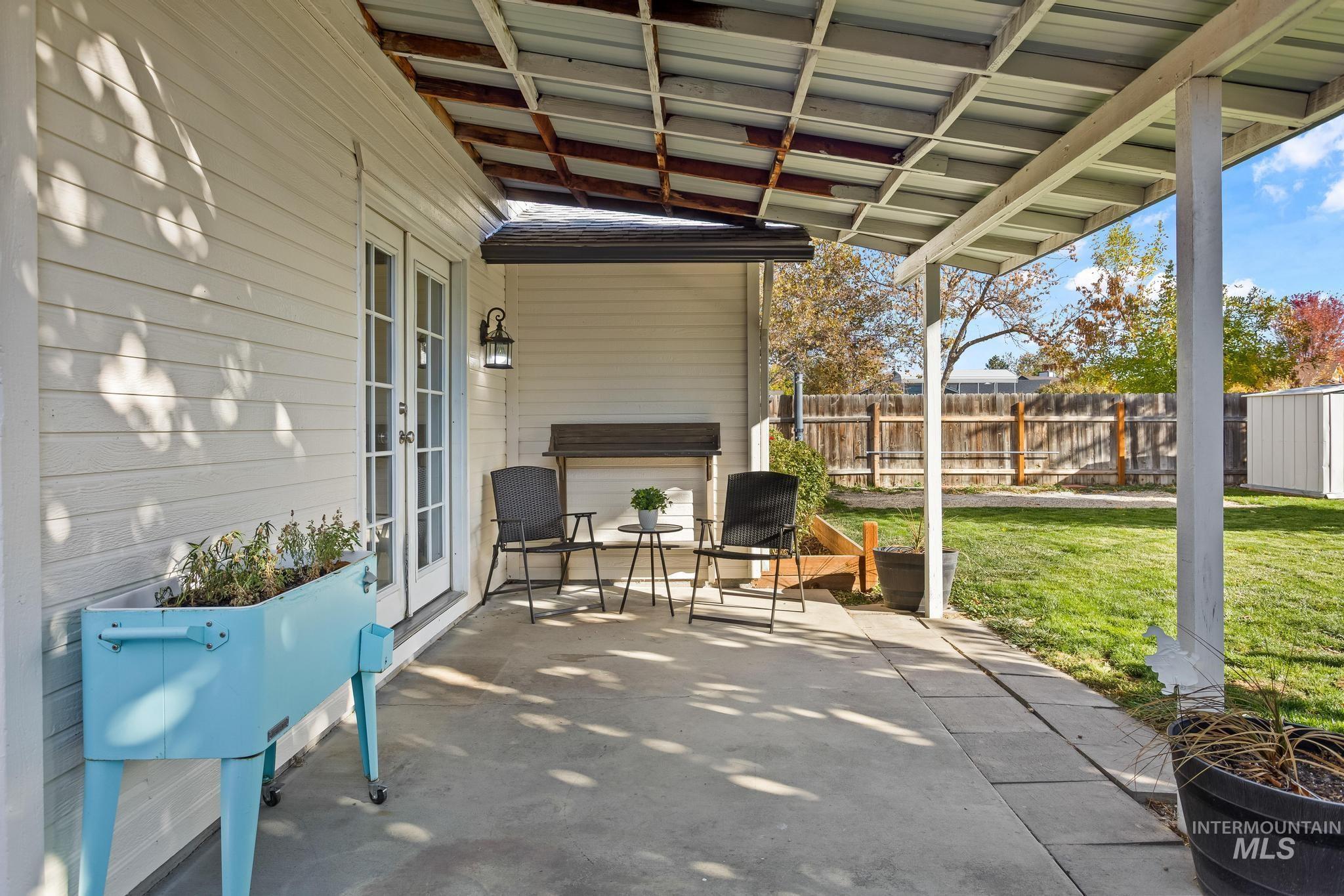 View of patio with french doors