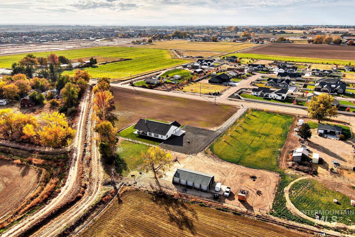 Aerial view of sparsely populated area