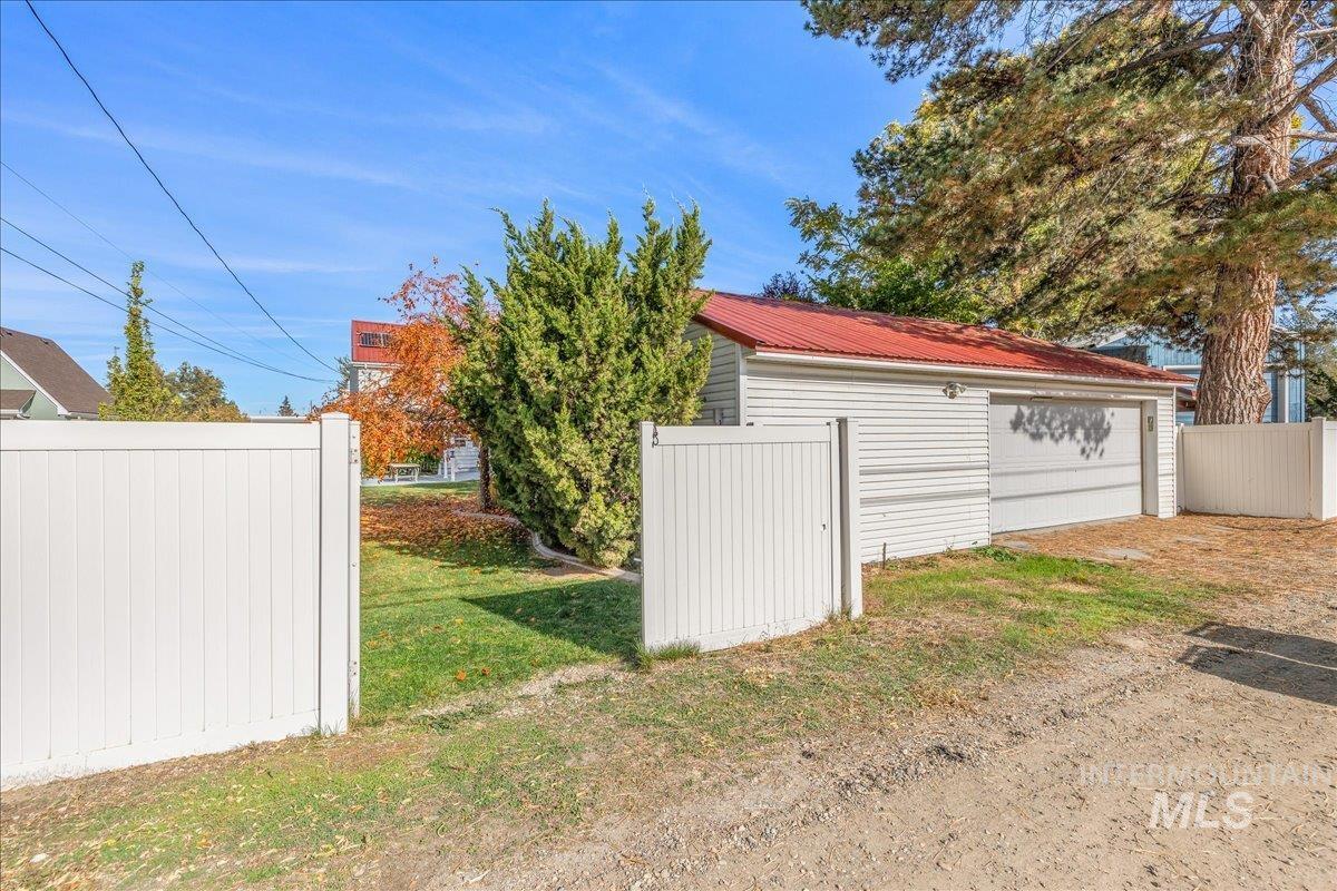 View of detached garage