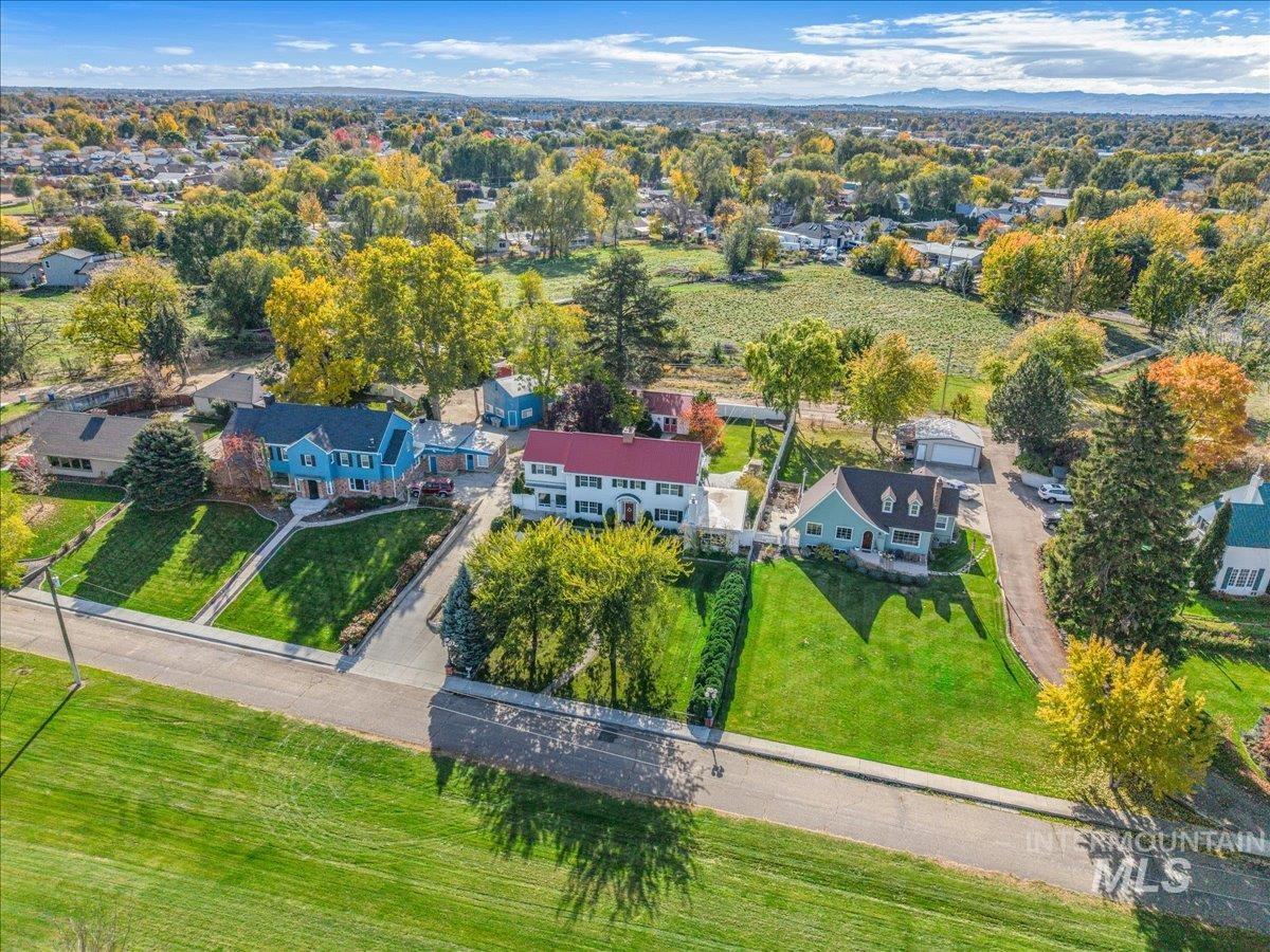 Aerial perspective of suburban area