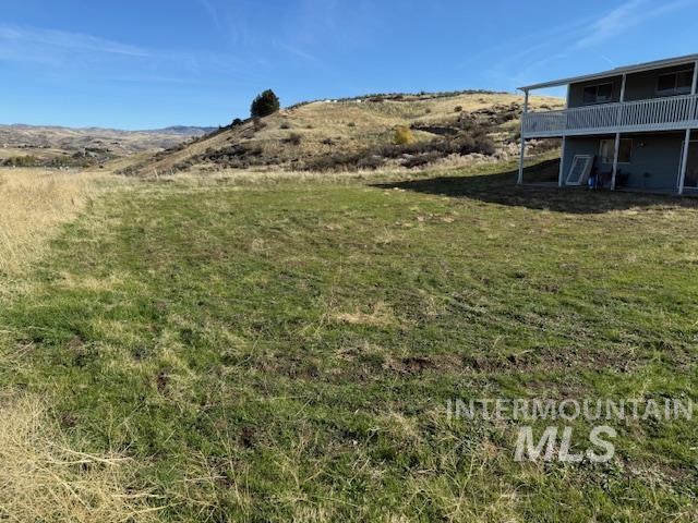 View of green lawn featuring a patio area and a view of rural / pastoral area