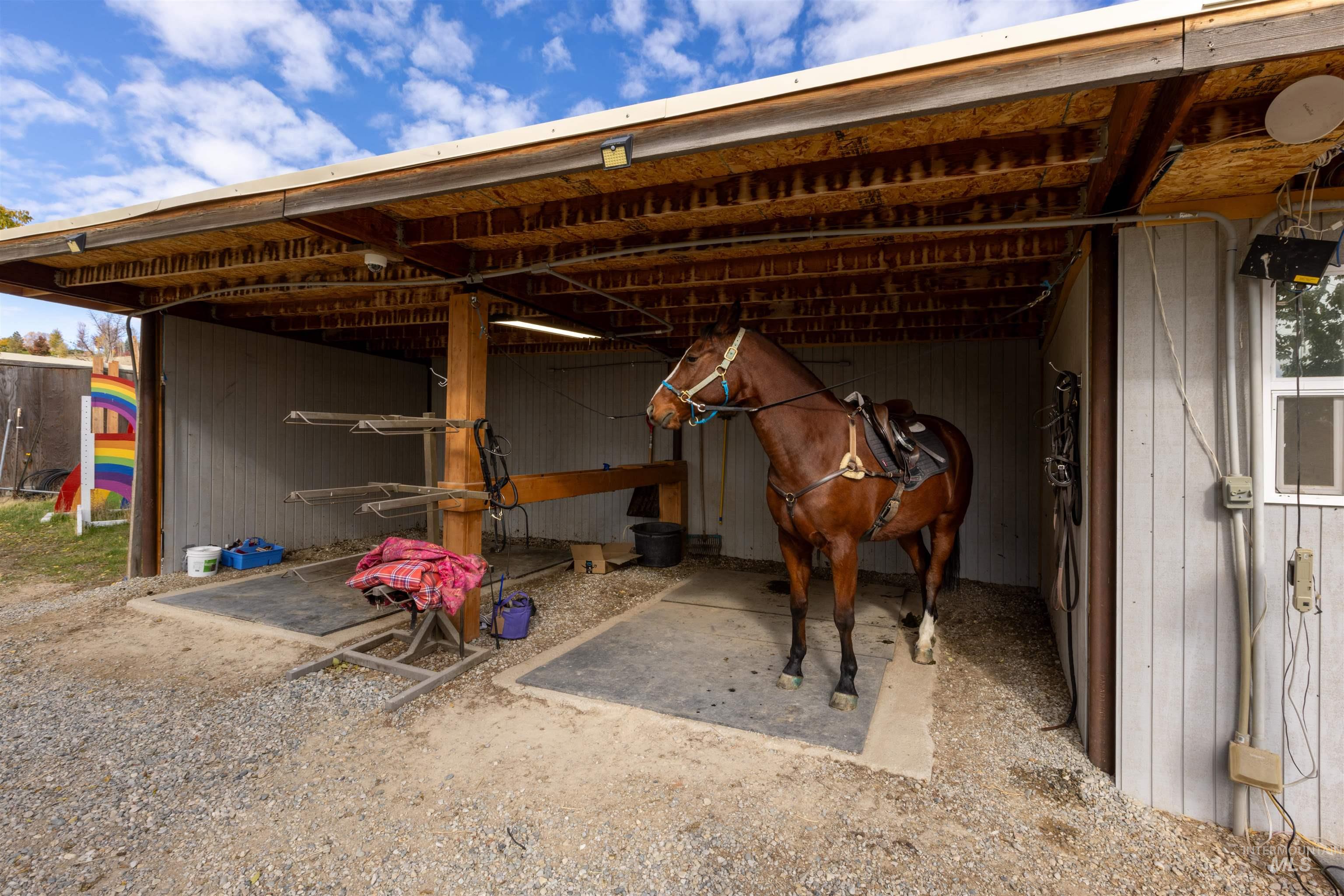 View of horse barn