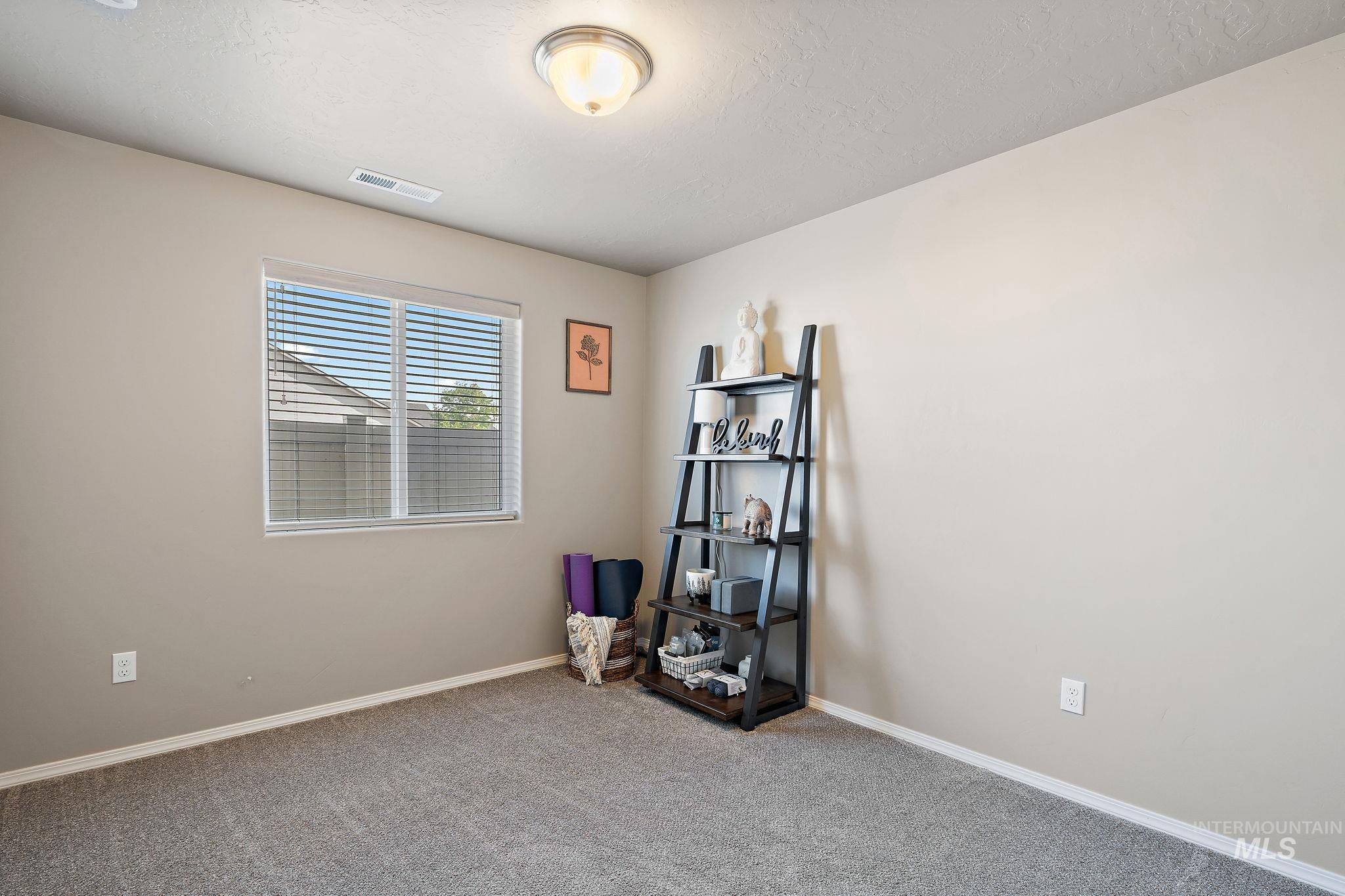 Spare room with carpet floors and a textured ceiling