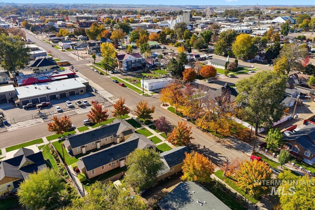 Aerial perspective of suburban area