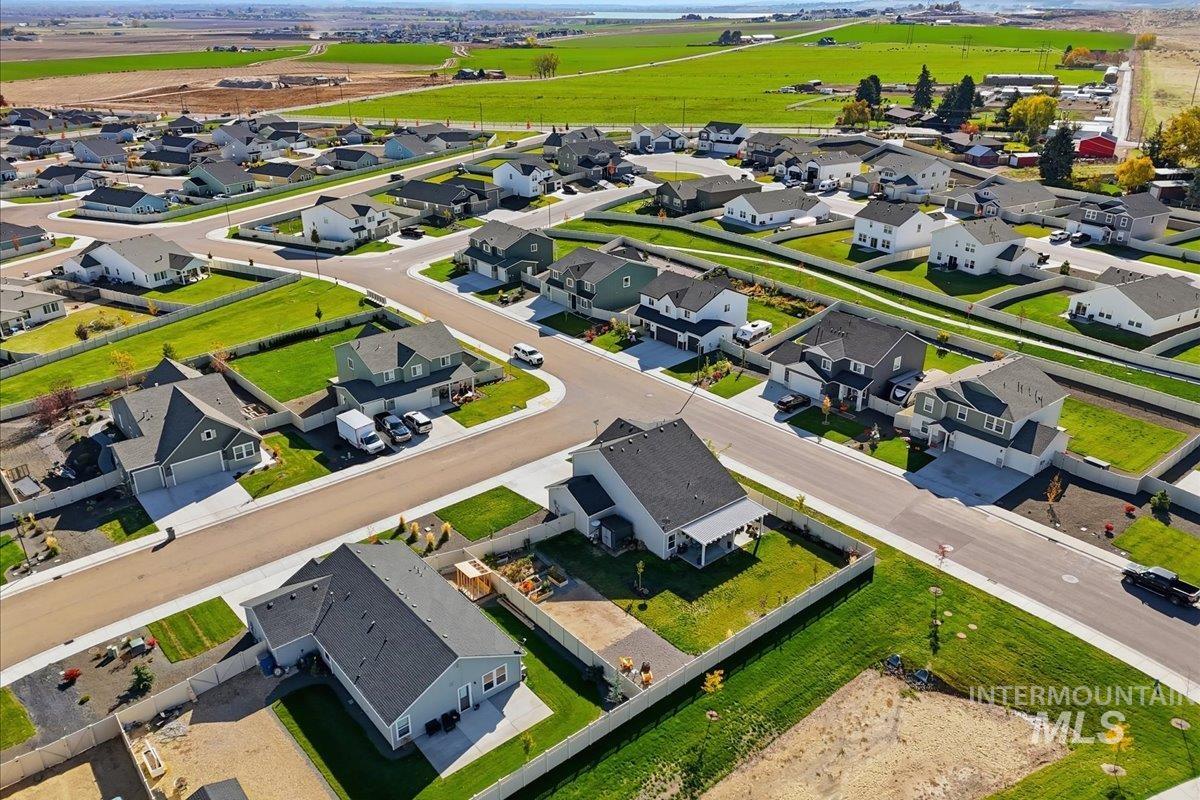 Aerial perspective of suburban area