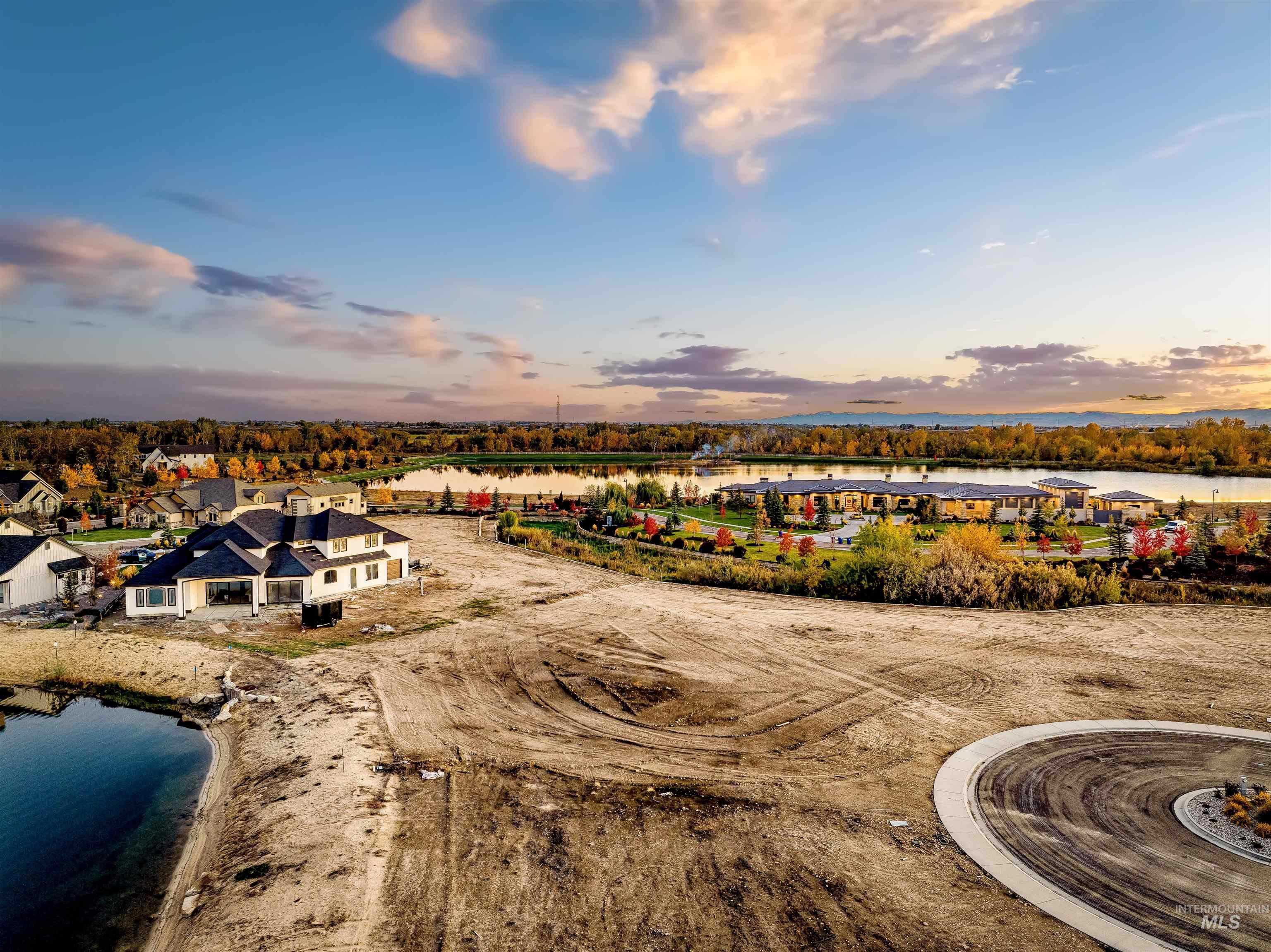 Aerial view at dusk of a water view