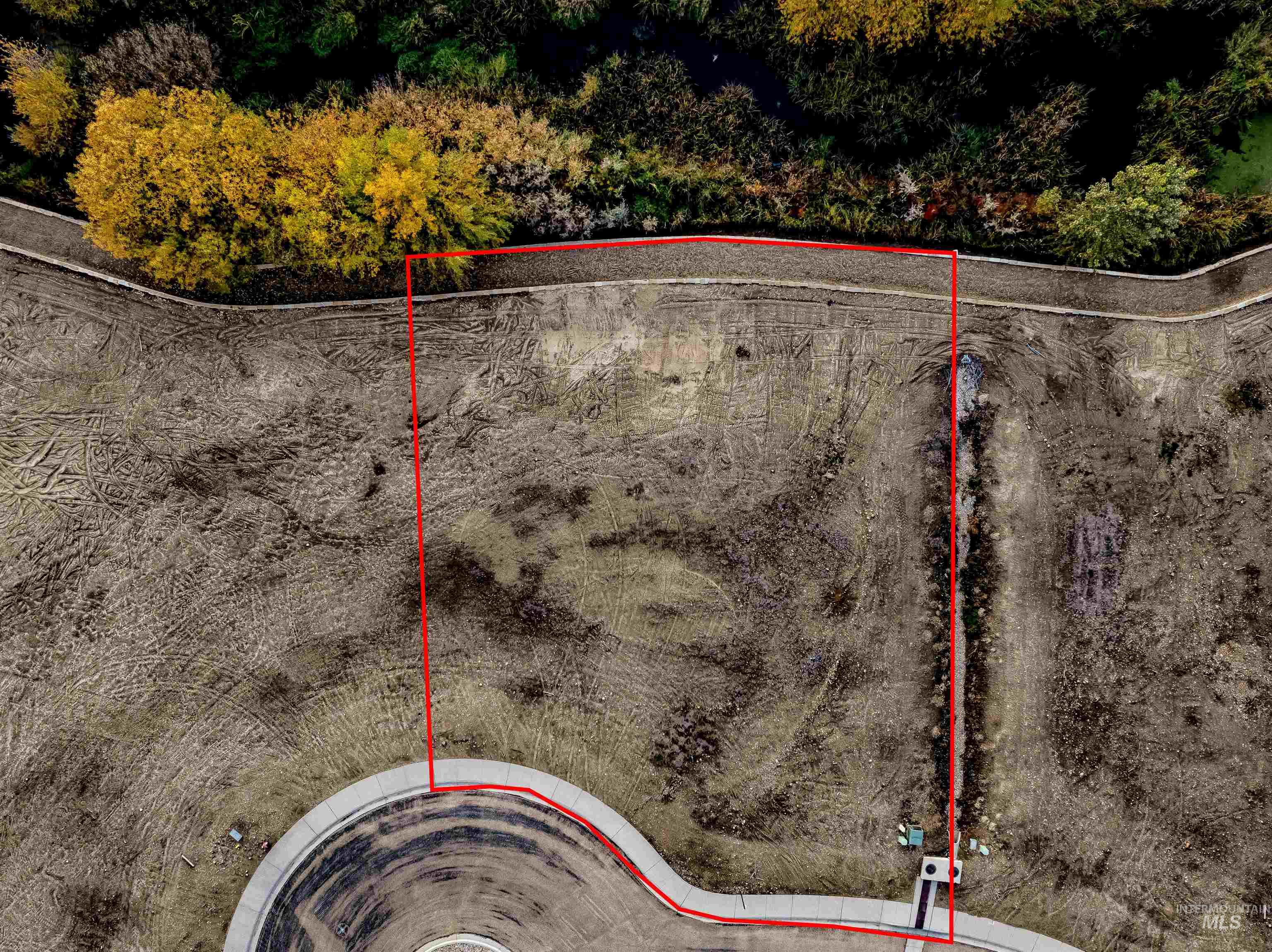 Aerial view of property's location with property boundaries highlighted