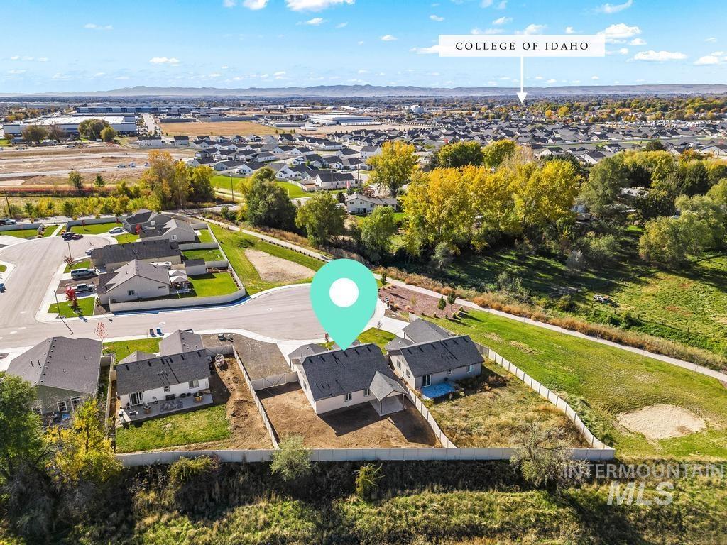 Aerial perspective of suburban area