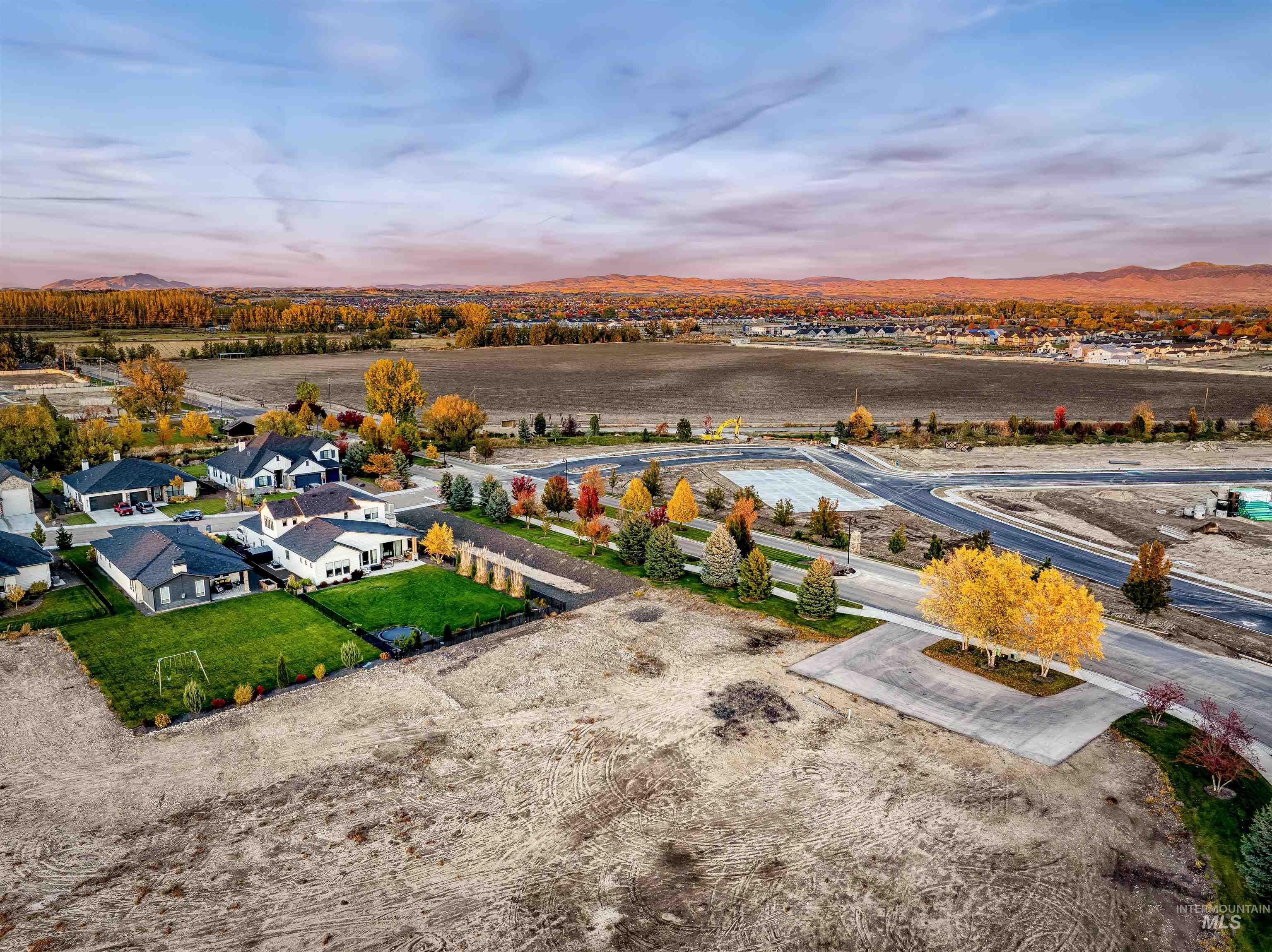 Aerial perspective of suburban area