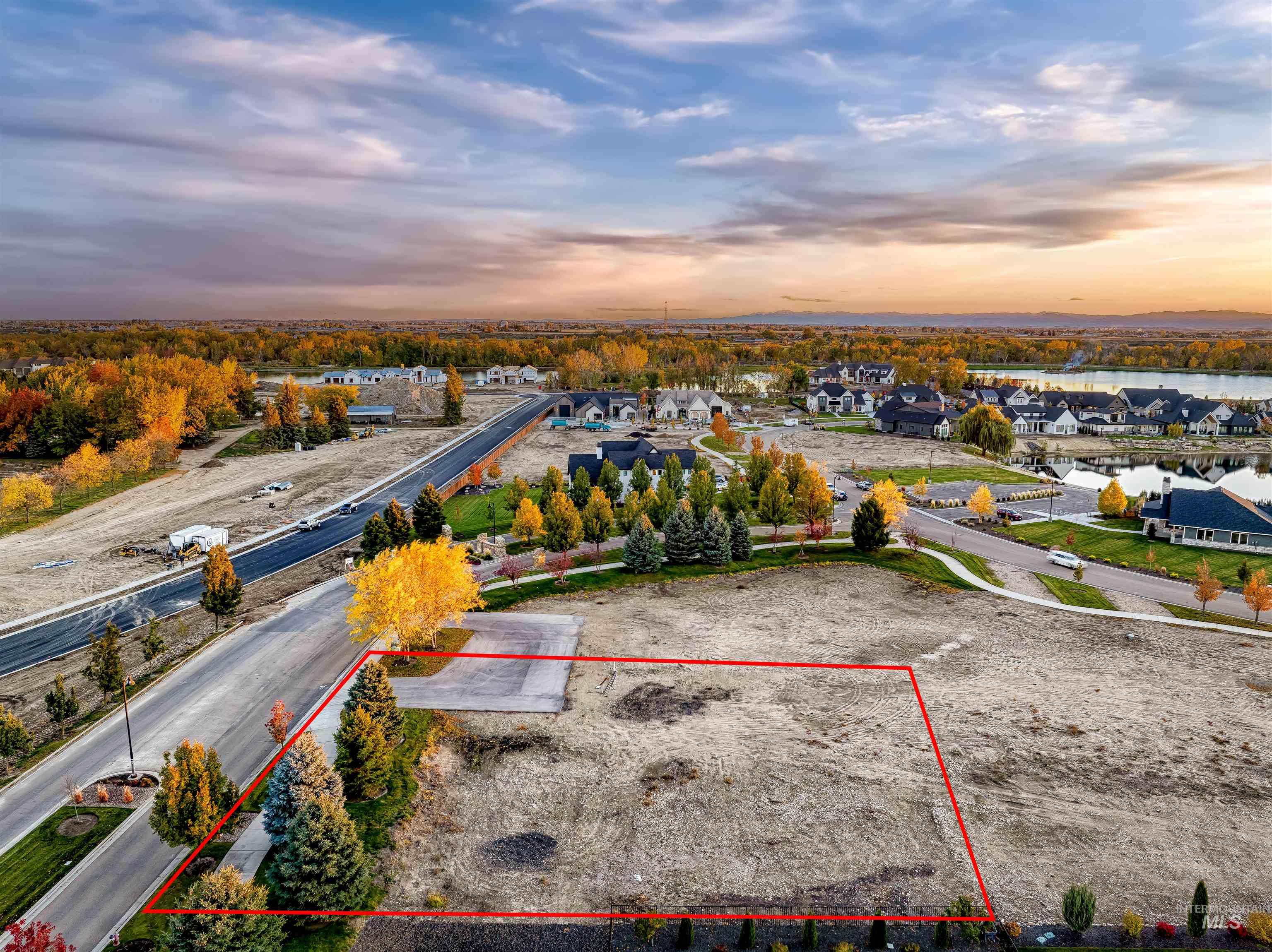 Aerial overview of property's location with property boundaries highlighted