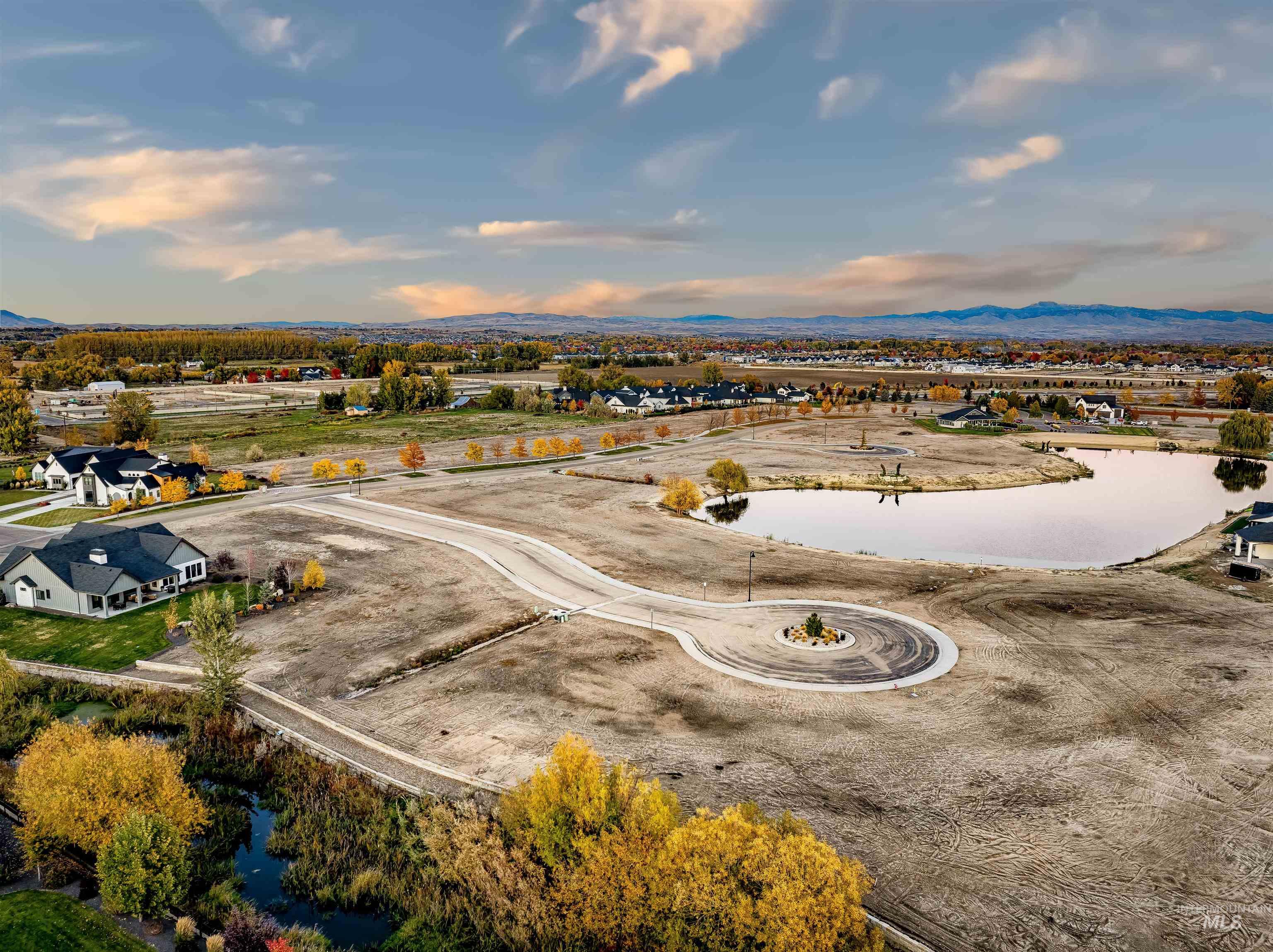 Bird's eye view of a water and mountain view