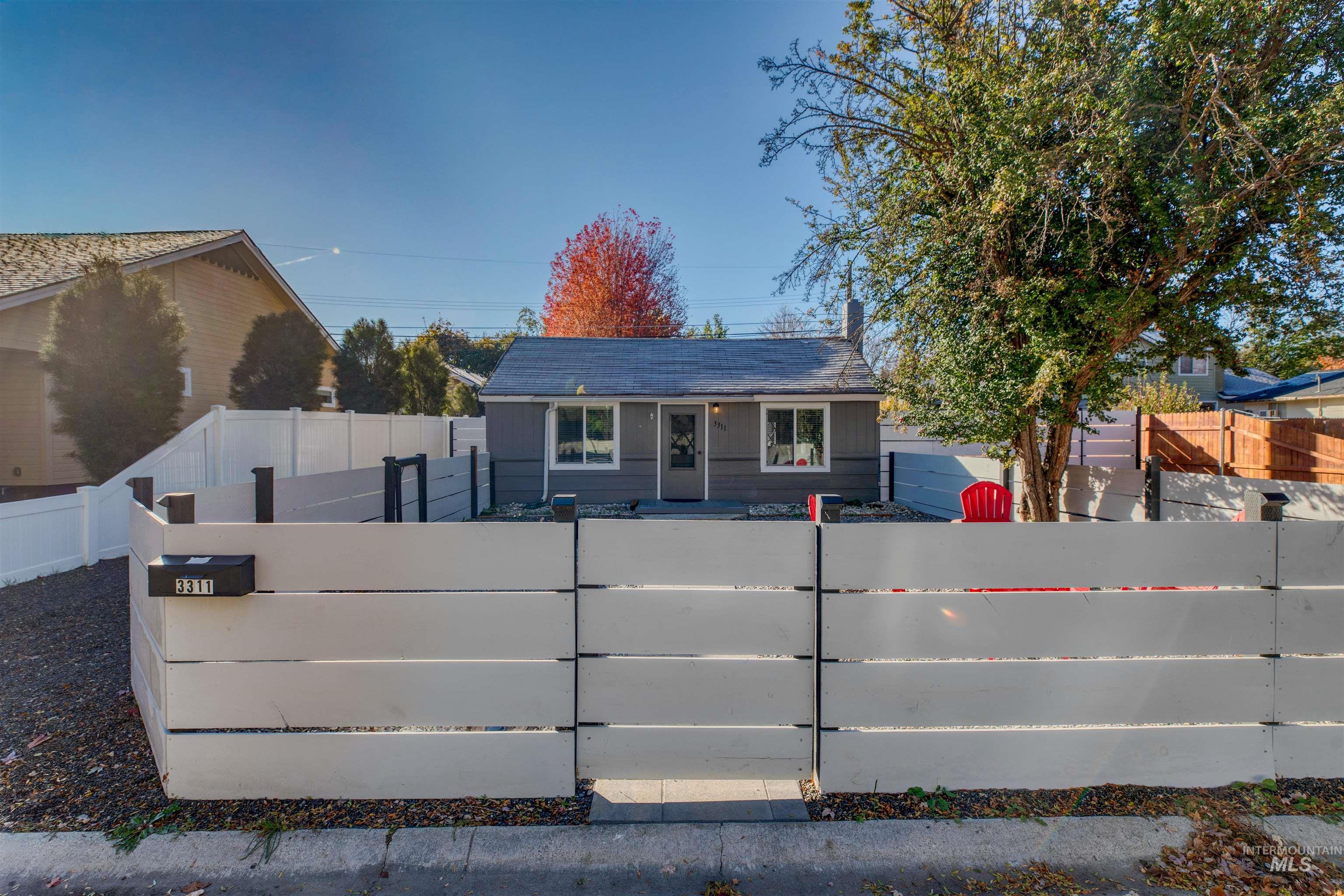 View of front of house featuring a fenced front yard