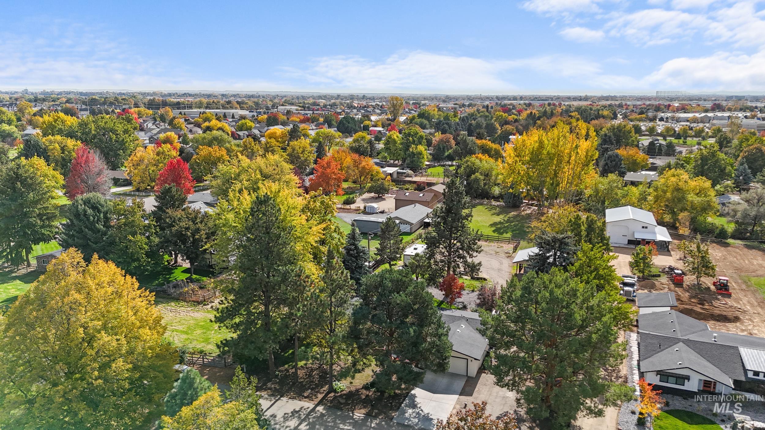 Aerial perspective of suburban area