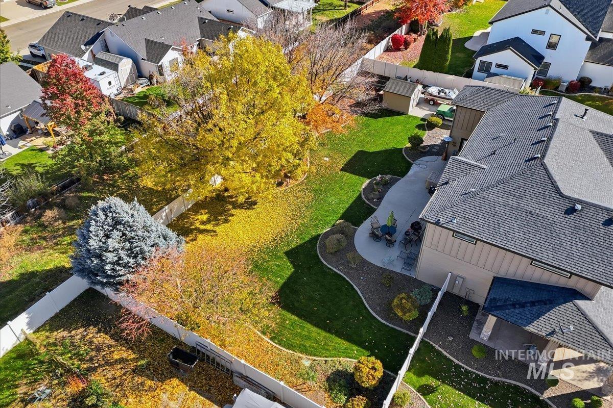 Aerial perspective of suburban area