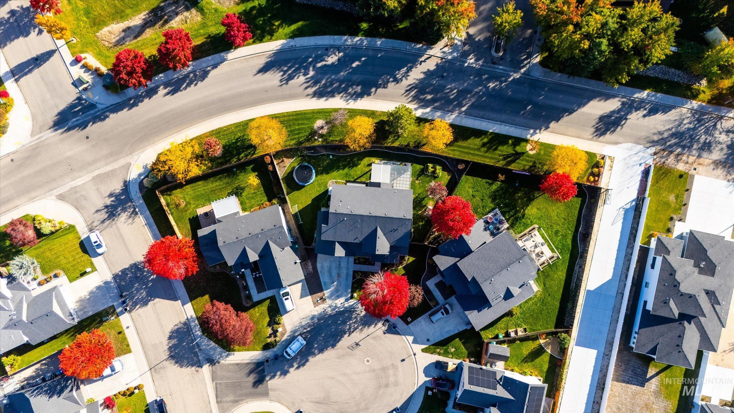 Aerial perspective of suburban area