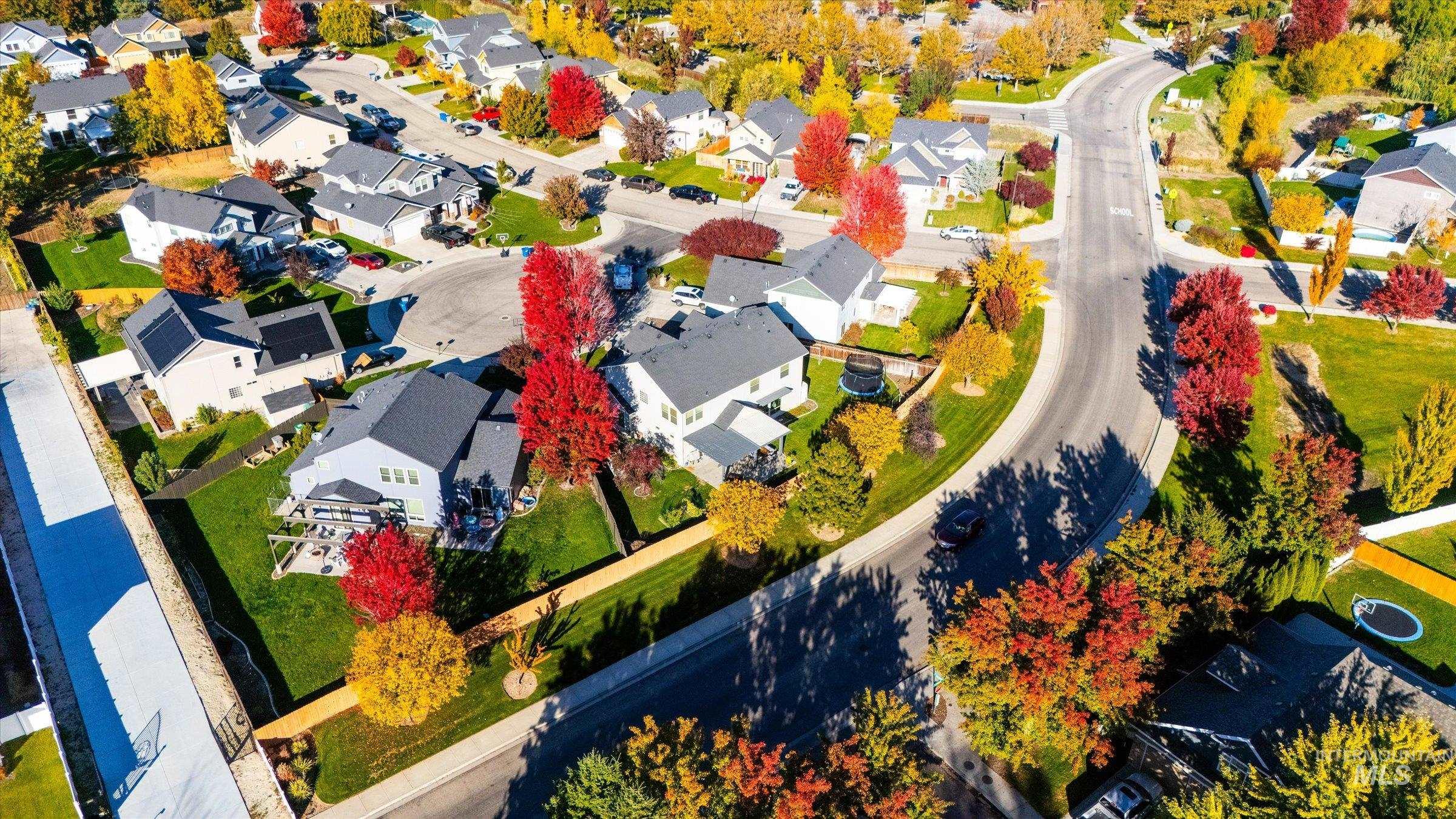 Aerial view of residential area