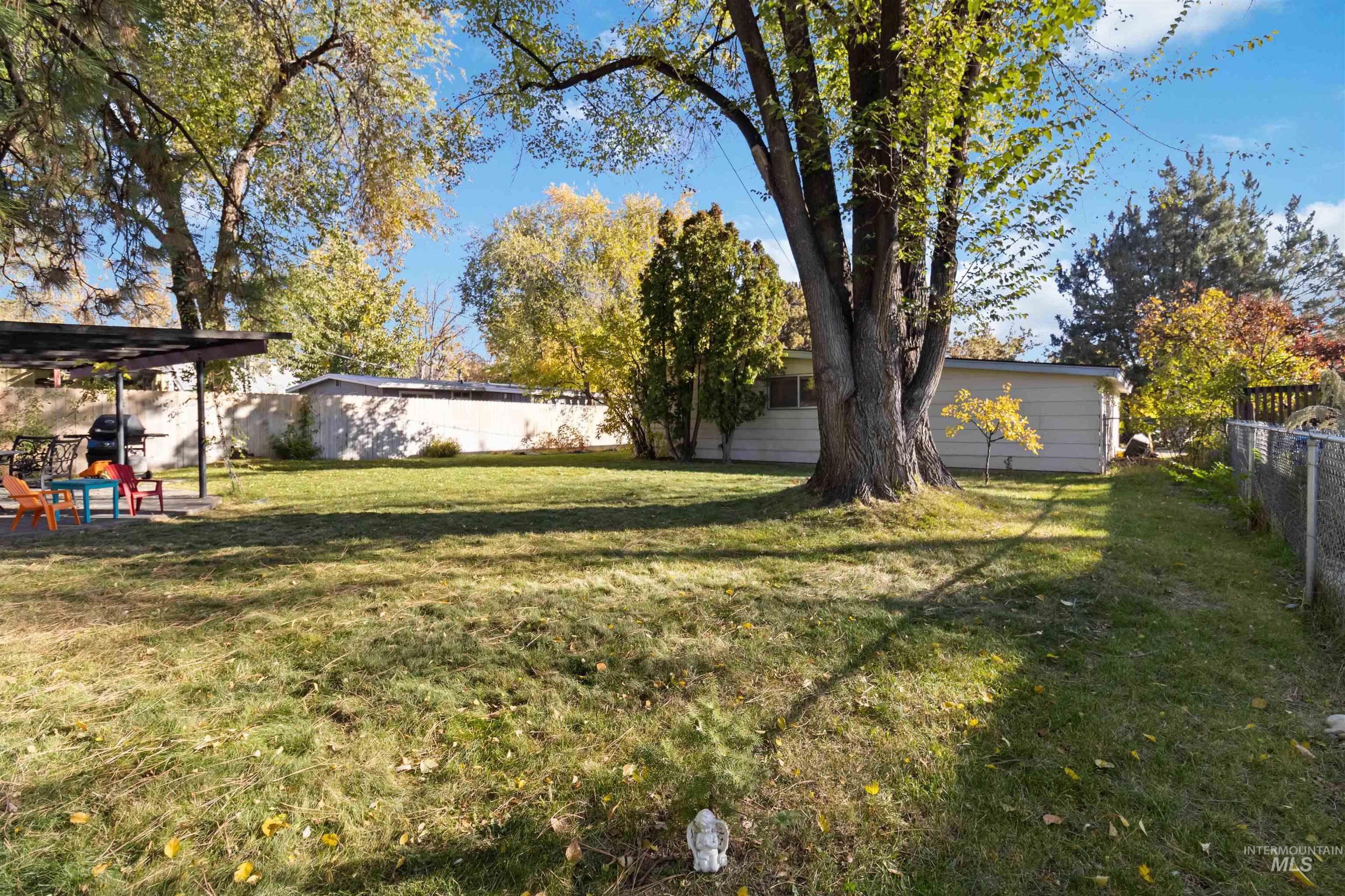 View of fenced backyard