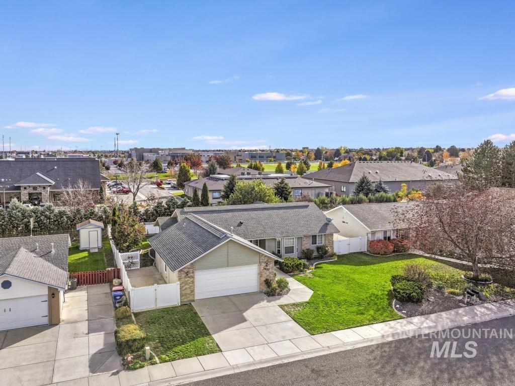 Aerial perspective of suburban area