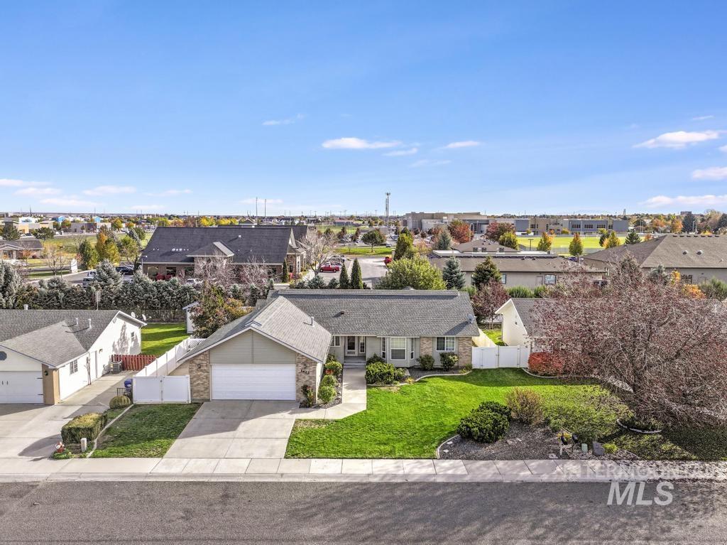 Aerial perspective of suburban area
