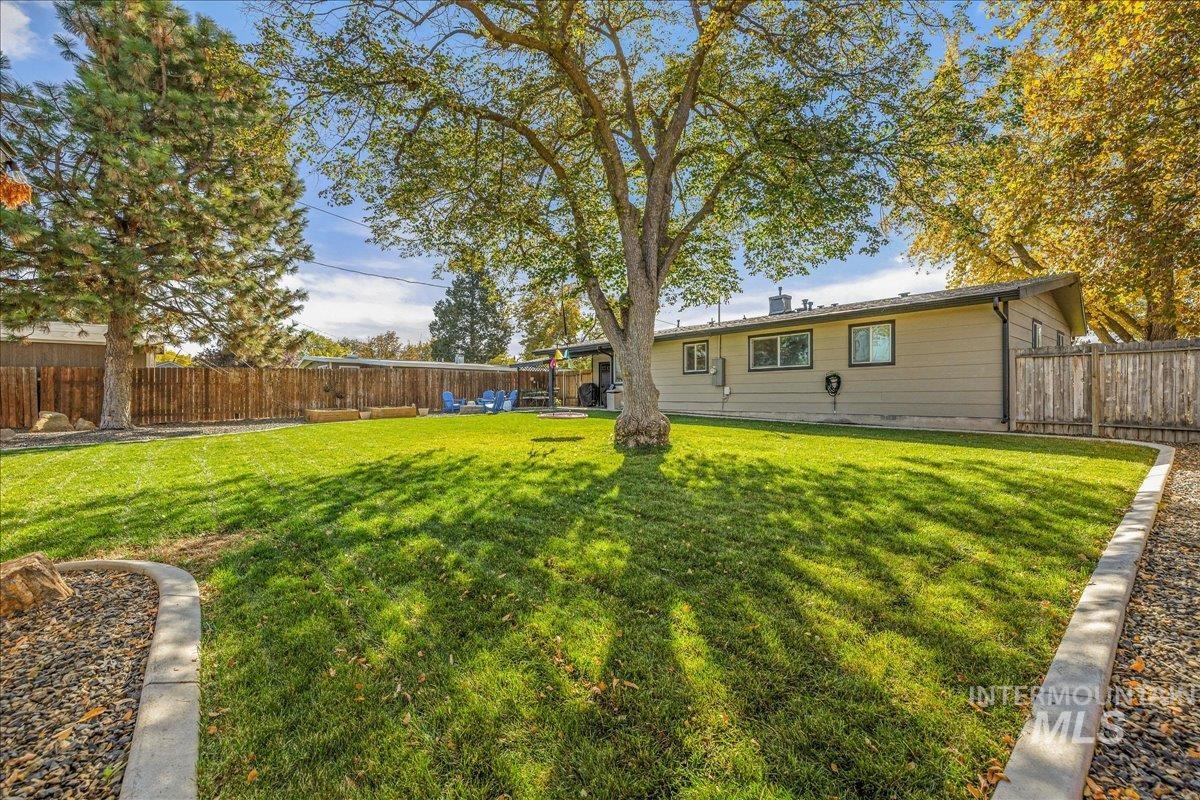 Rear view of property featuring a fenced backyard