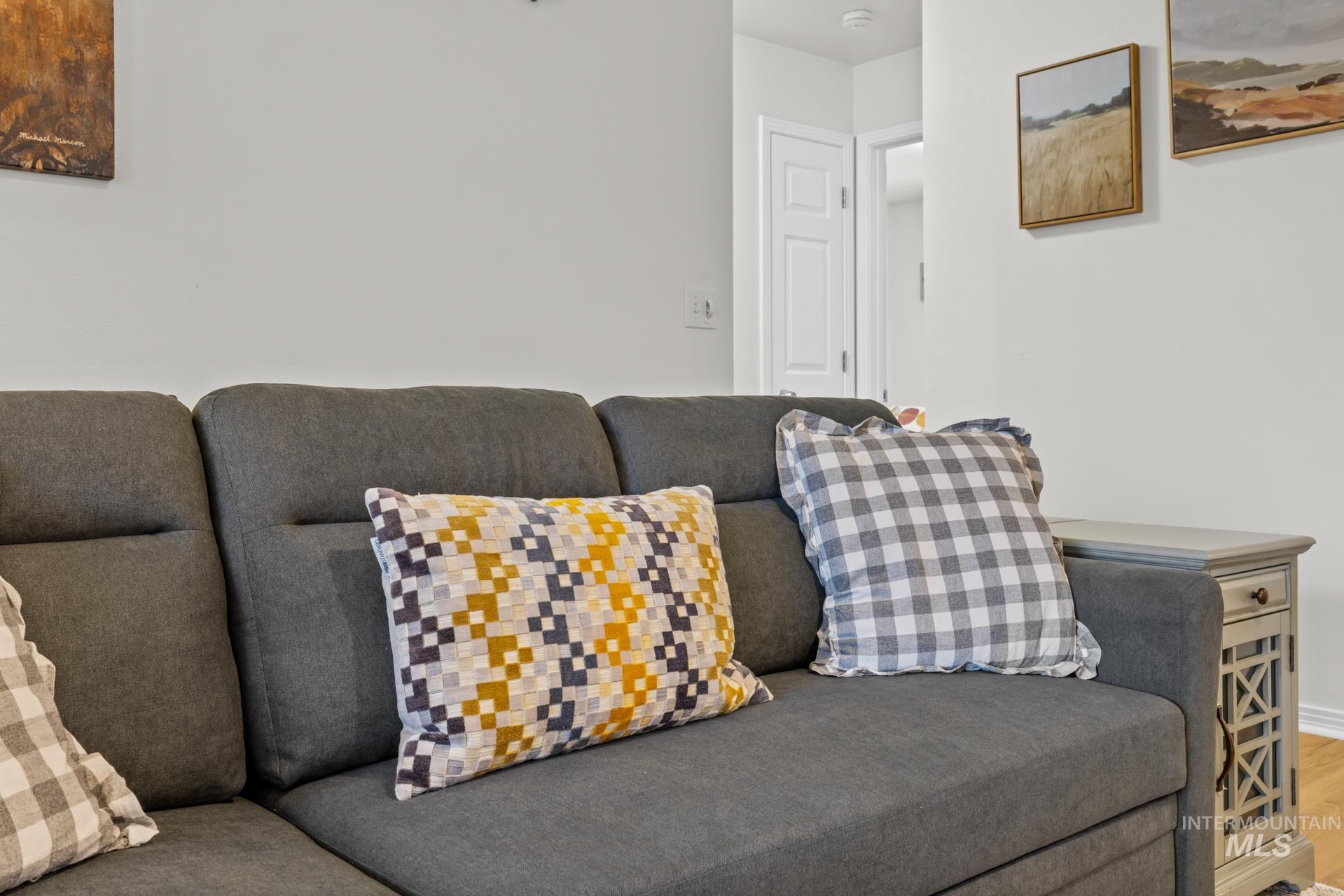 Living room with light wood-style floors