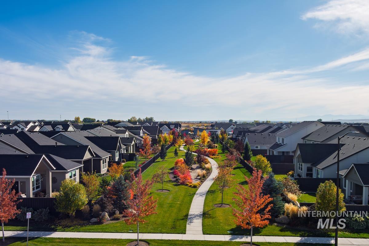 Aerial perspective of suburban area