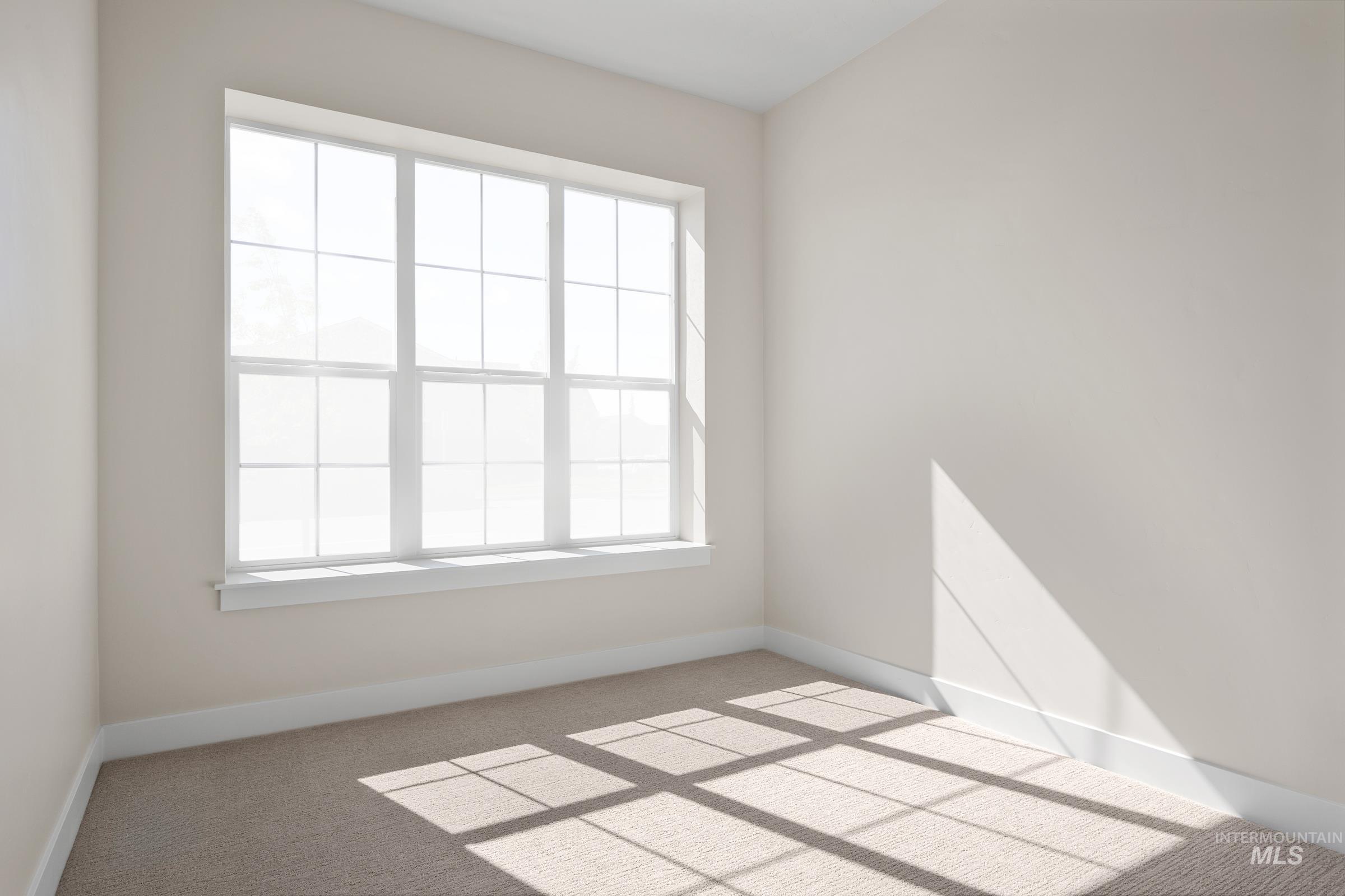 Carpeted empty room with healthy amount of natural light
