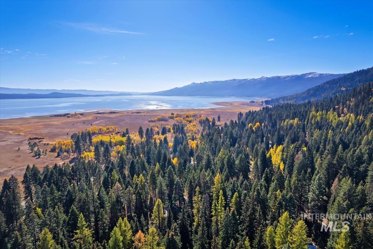 View of mountain background with a nearby body of water