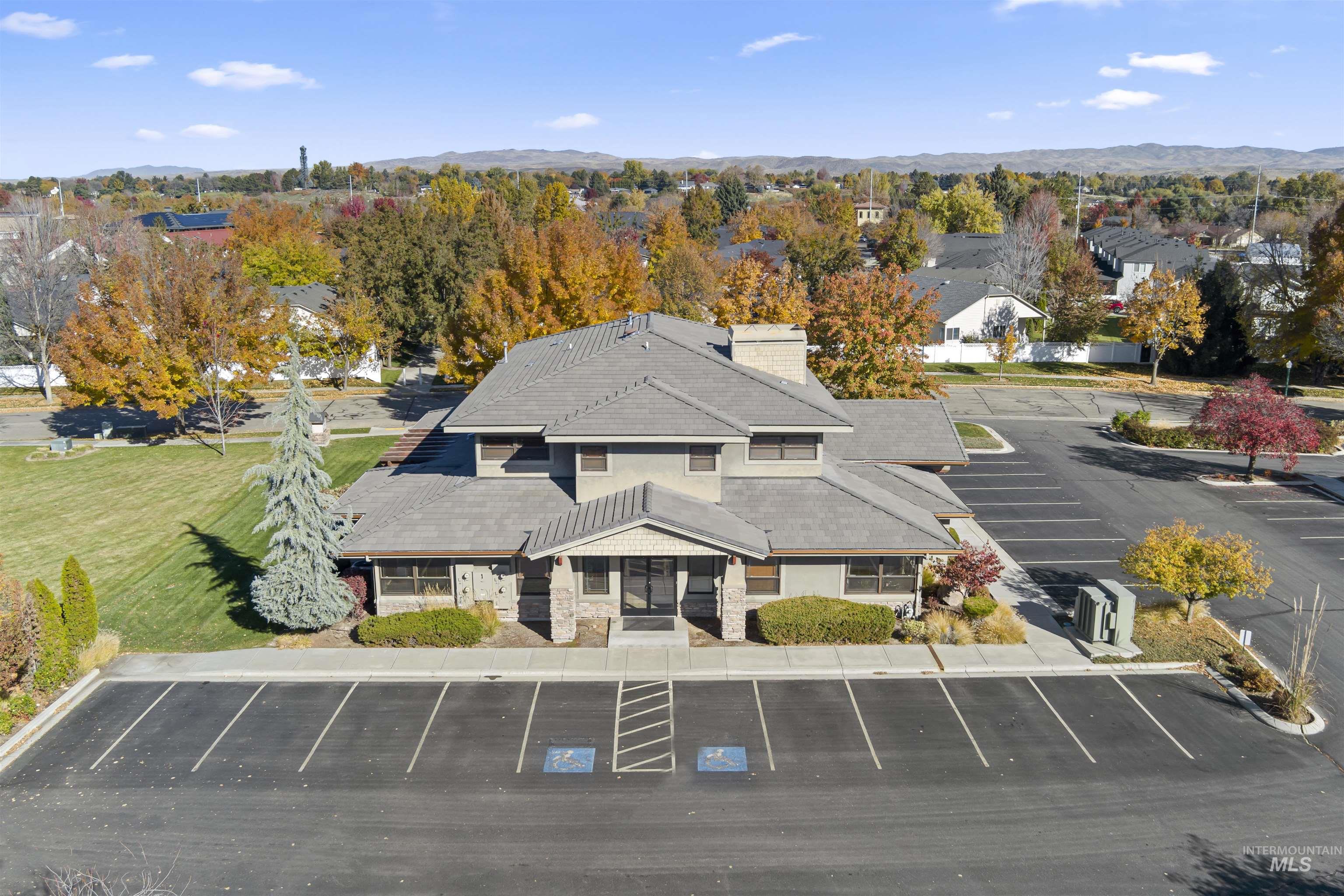 Bird's eye view of a mountainous background