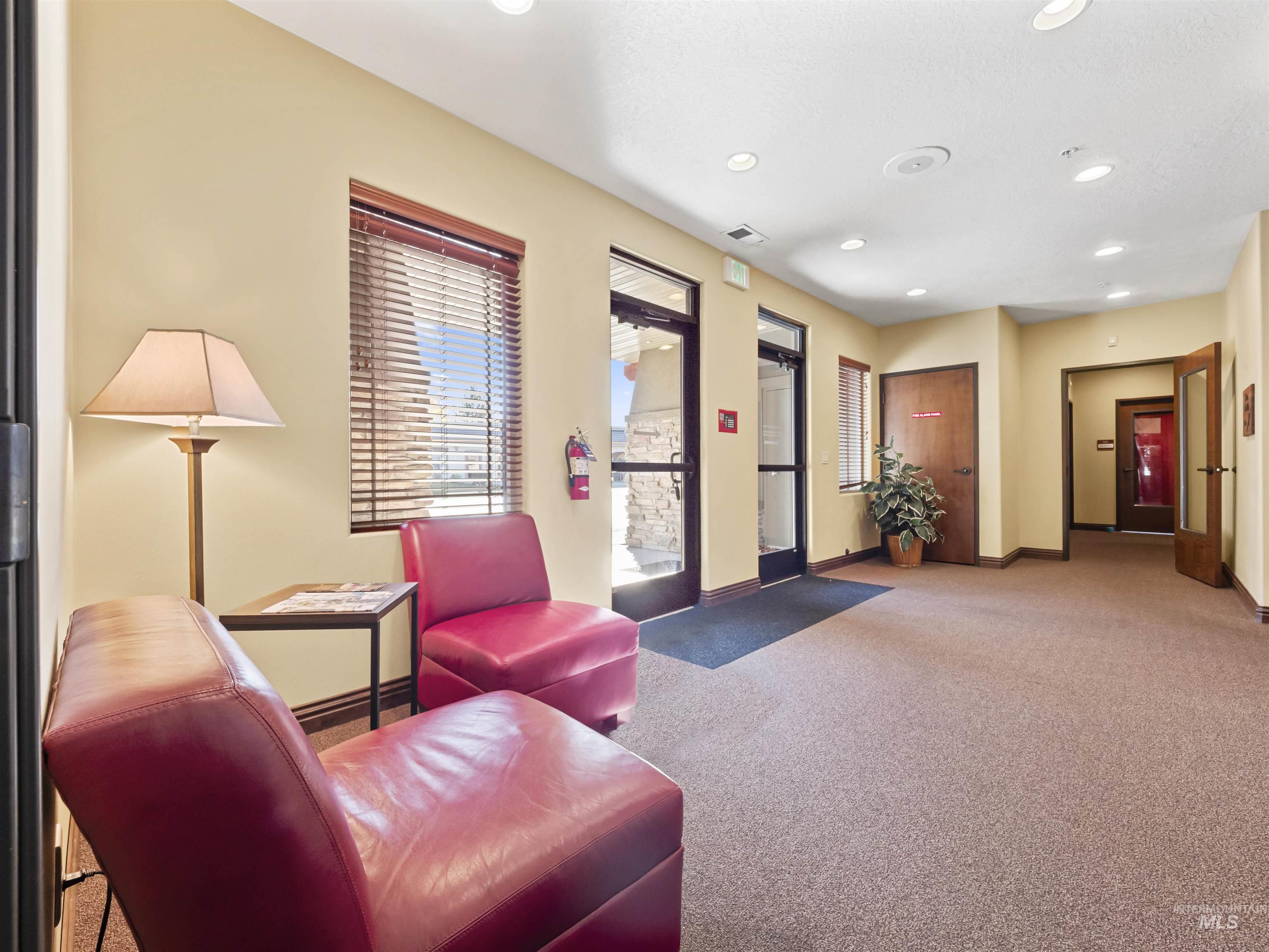Building lobby featuring recessed lighting