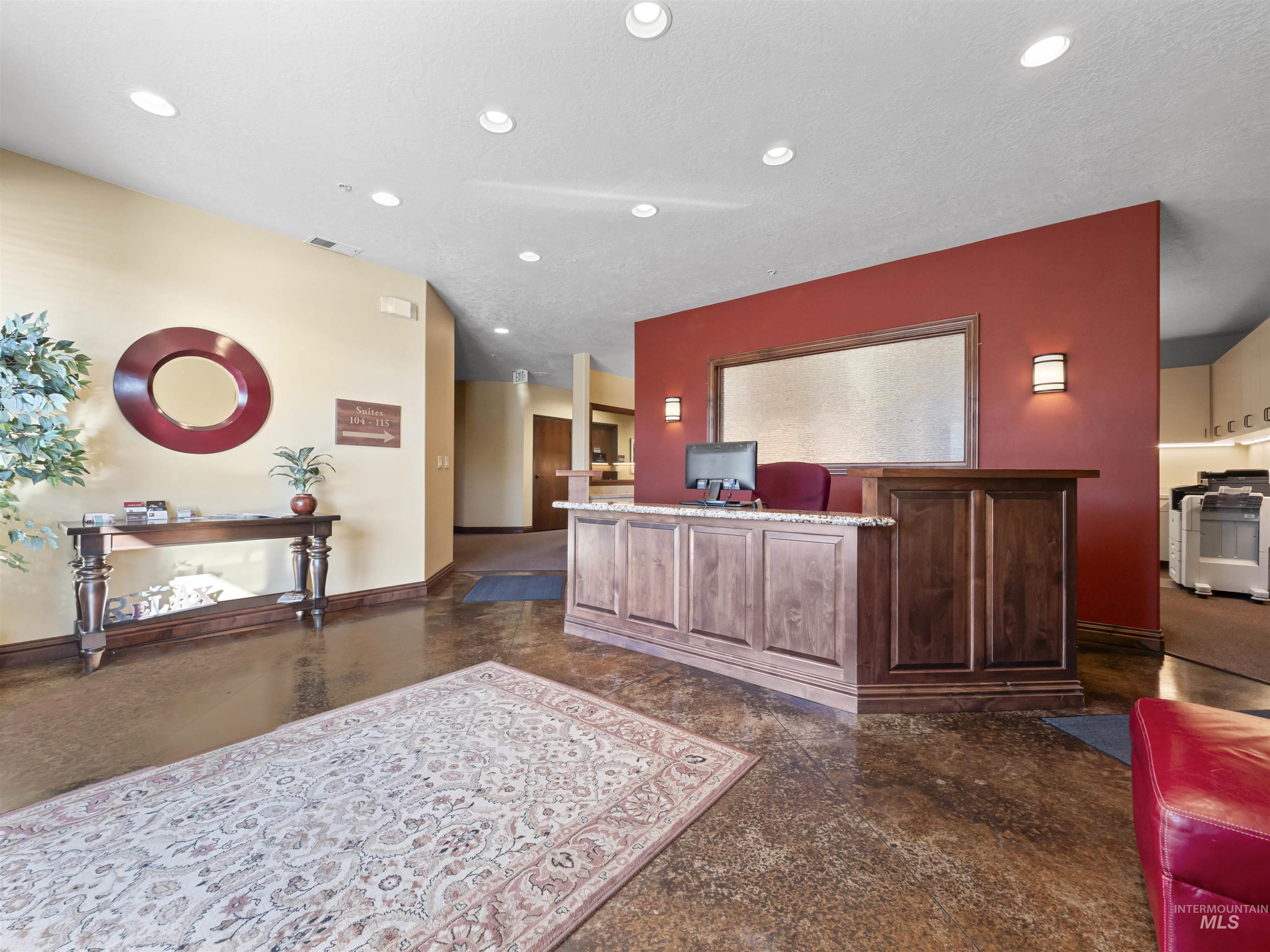 Reception area featuring recessed lighting