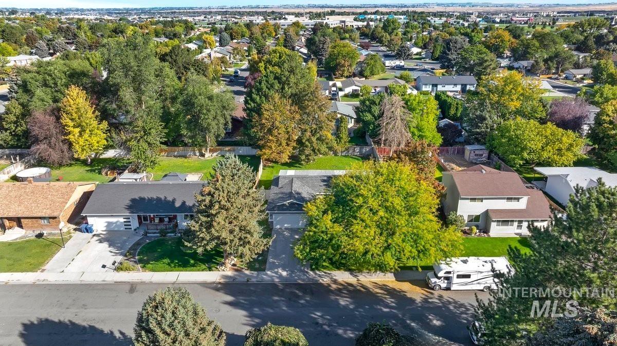 Aerial perspective of suburban area