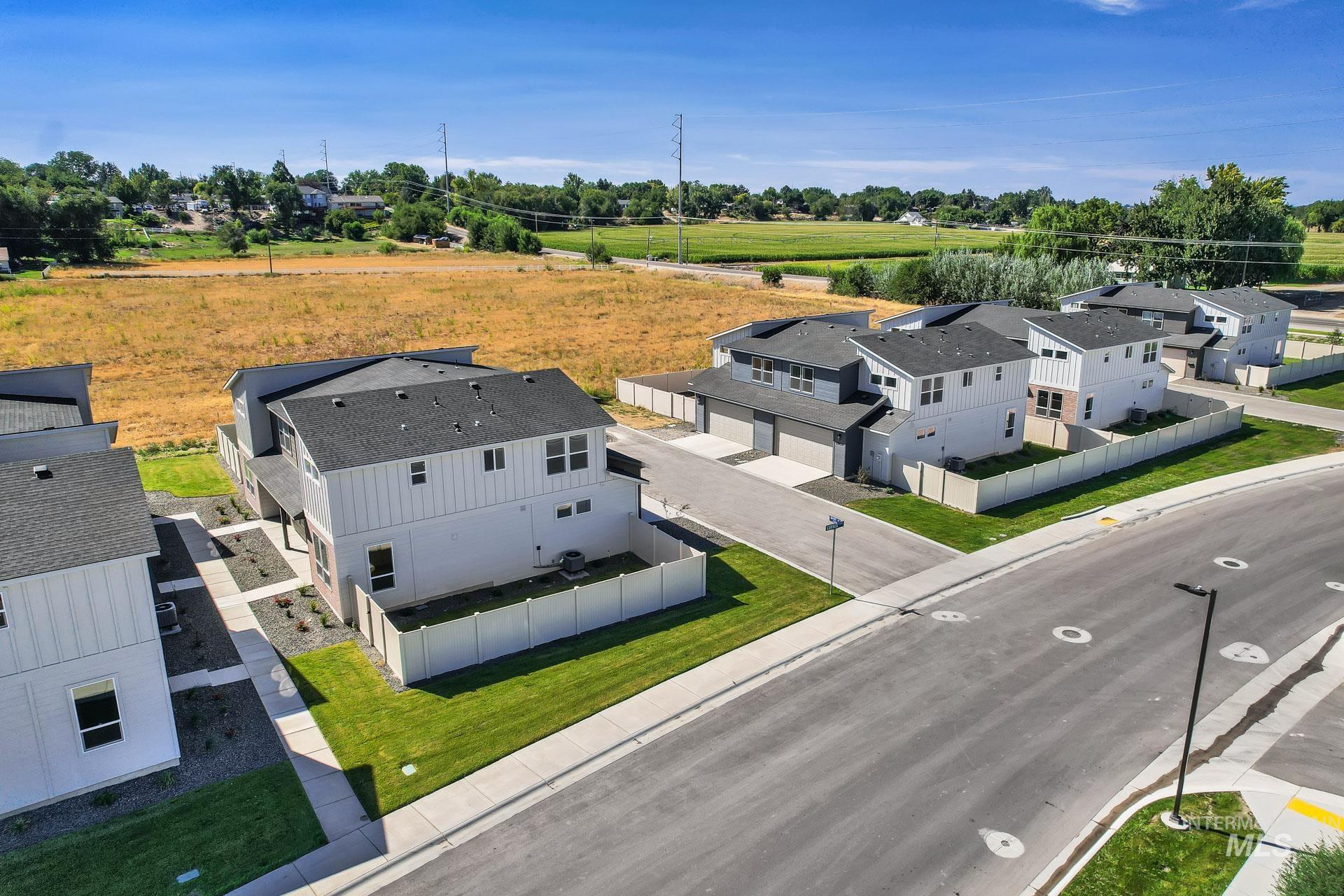 Aerial perspective of suburban area