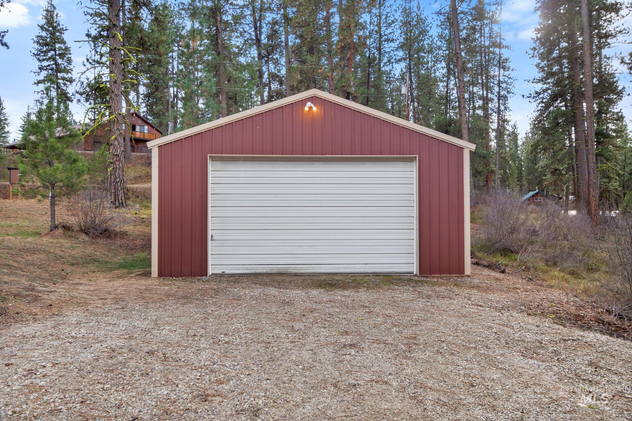 View of detached garage