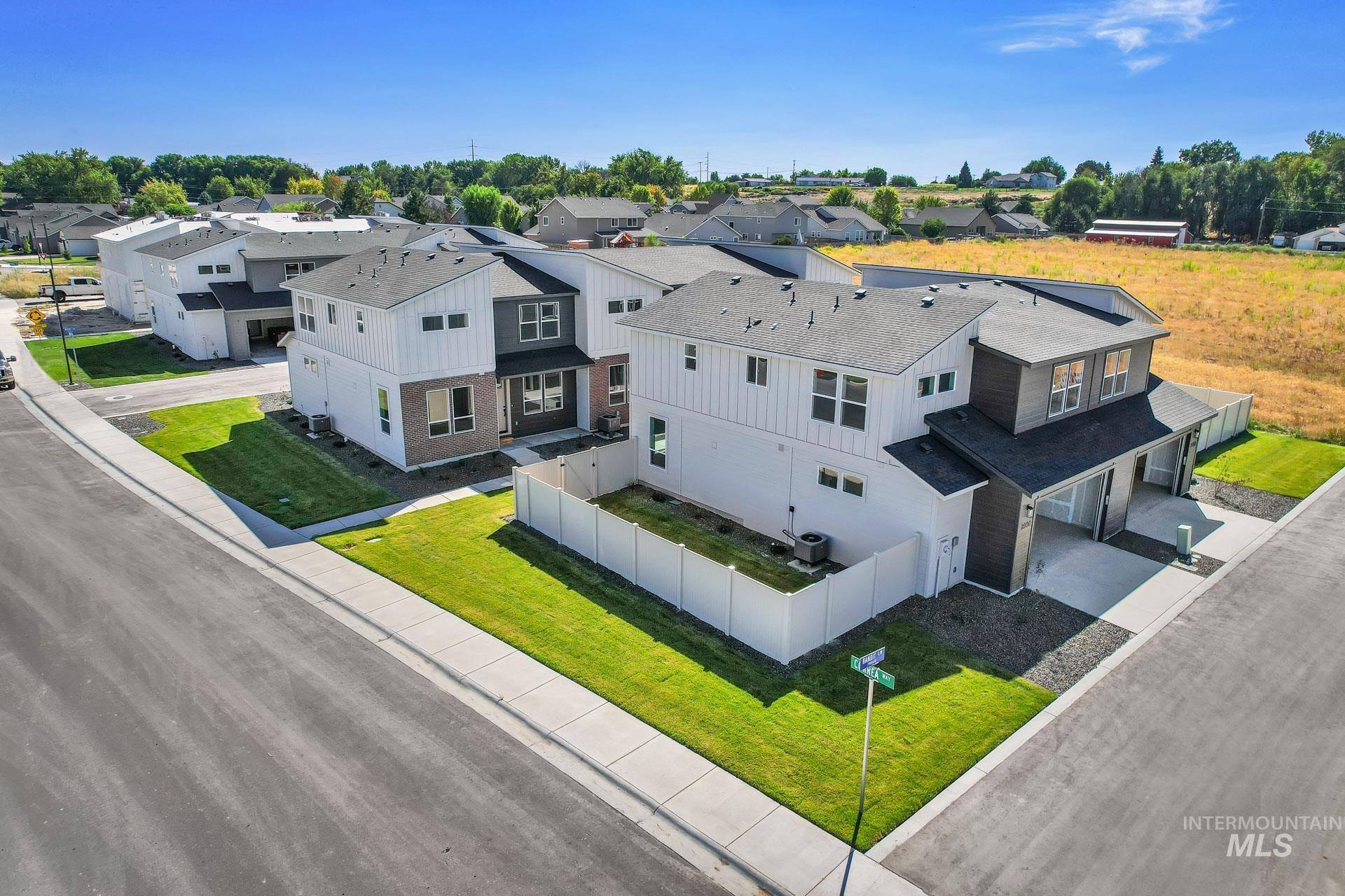 Aerial perspective of suburban area