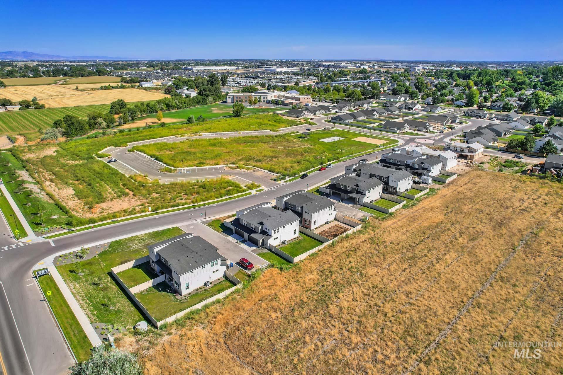 Aerial perspective of suburban area
