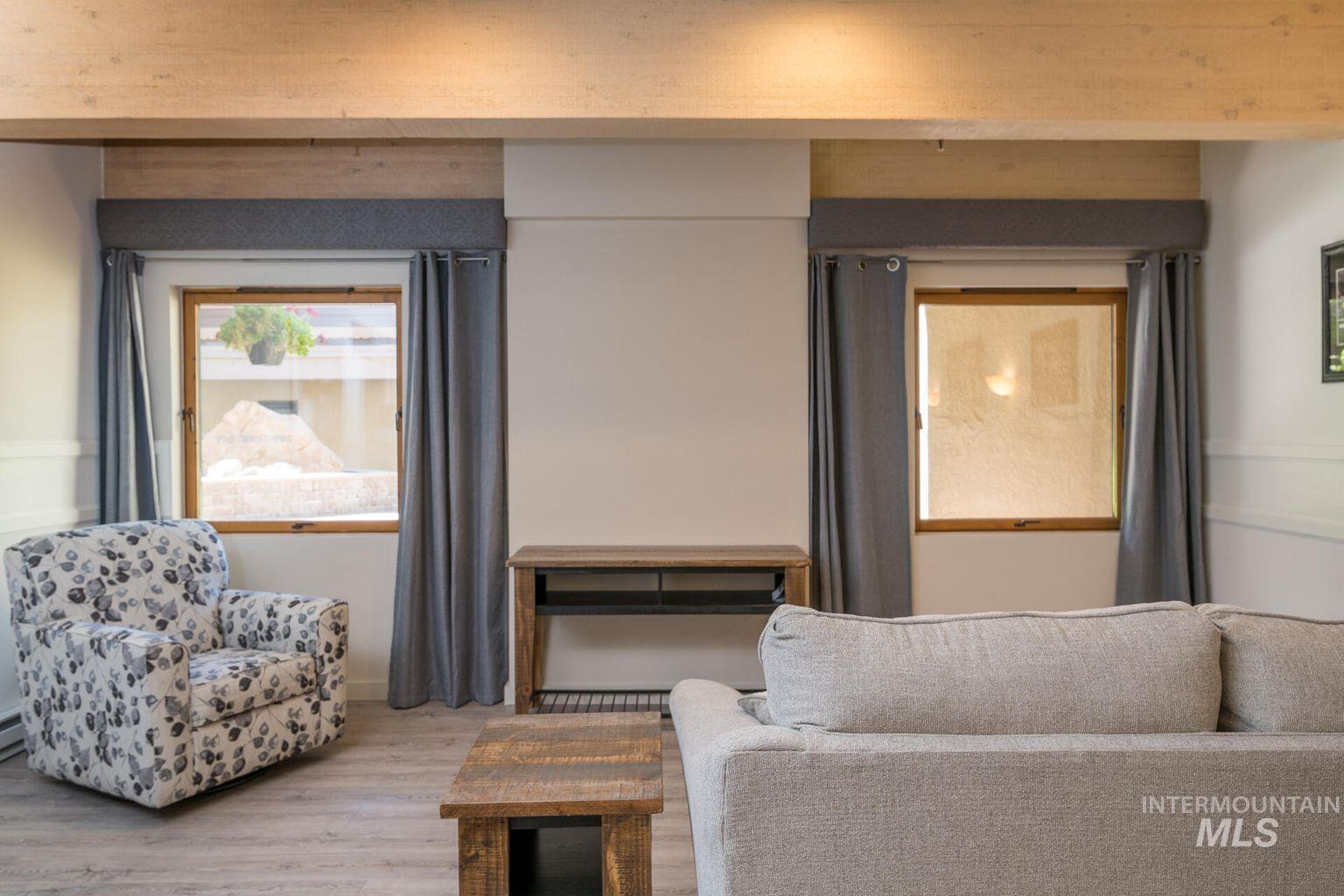 Living room with wood finished floors