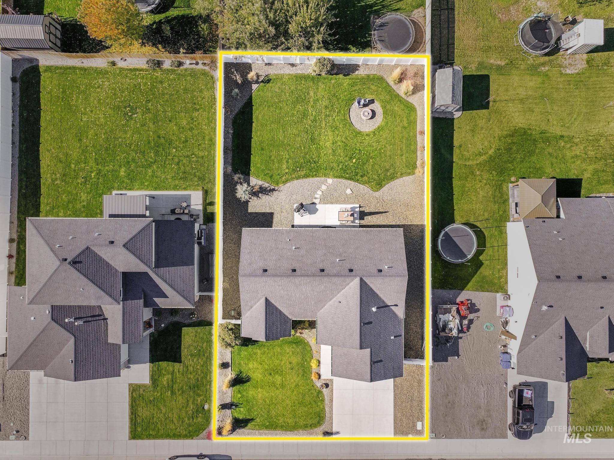 Aerial view of property's location with property parcel outlined