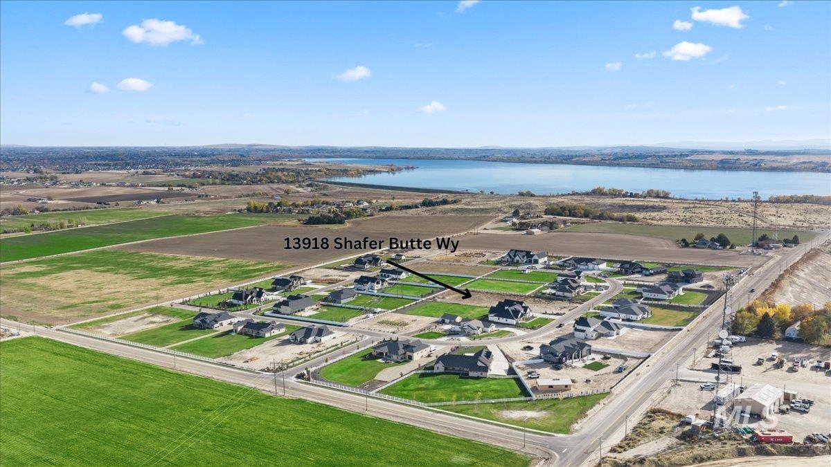 Aerial view of a large body of water