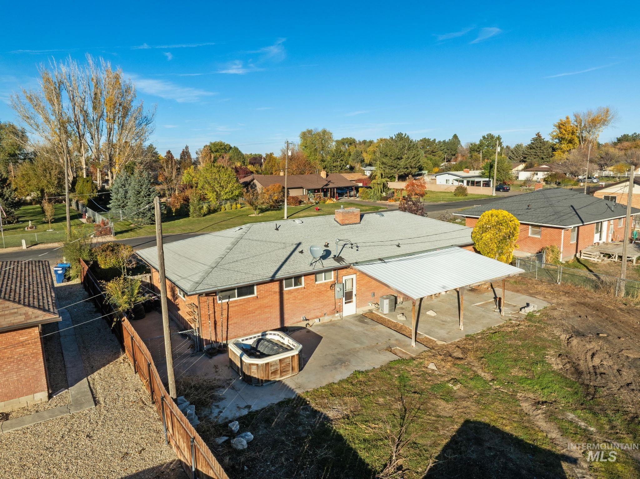 Aerial perspective of suburban area