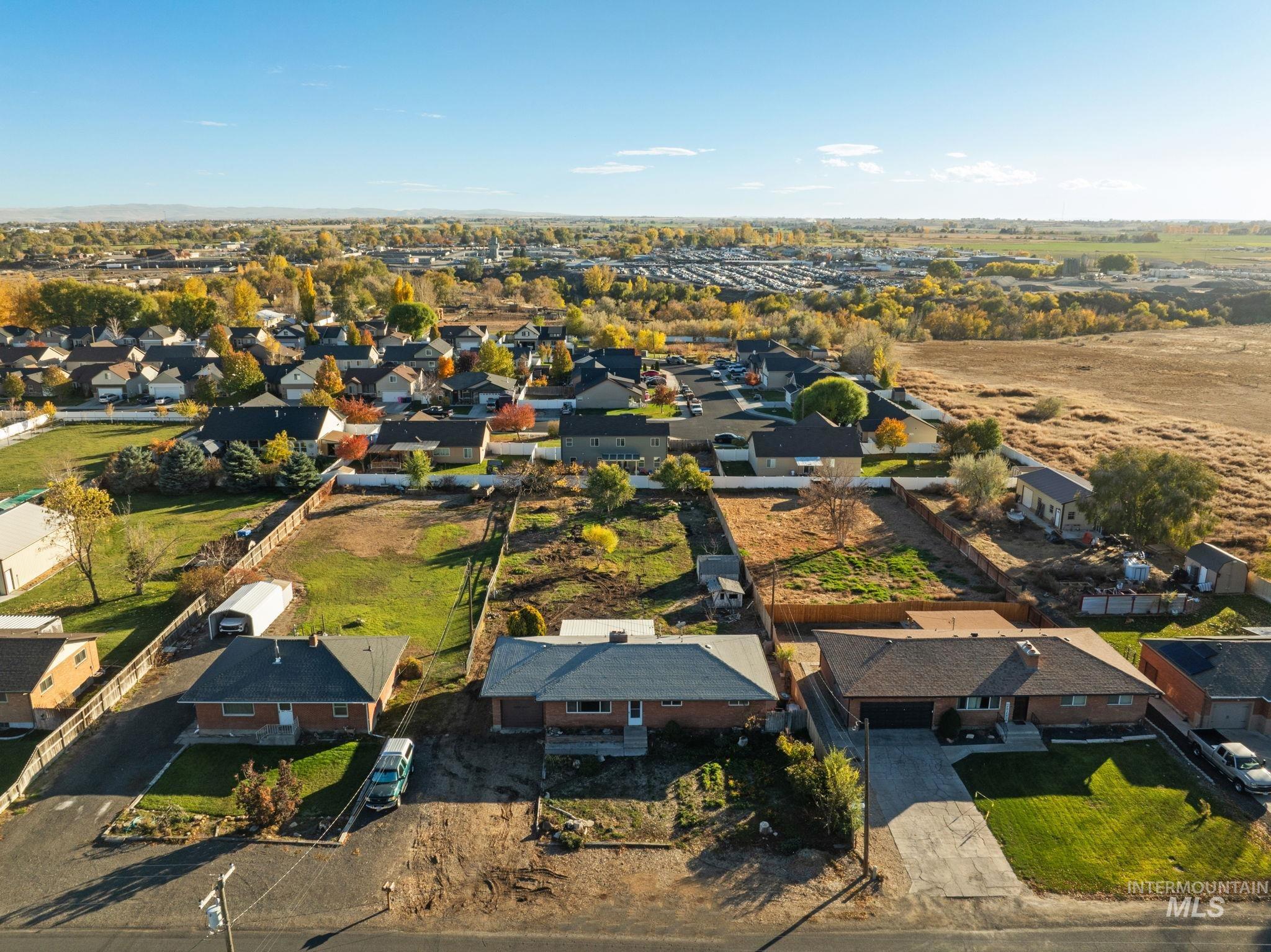 Aerial perspective of suburban area