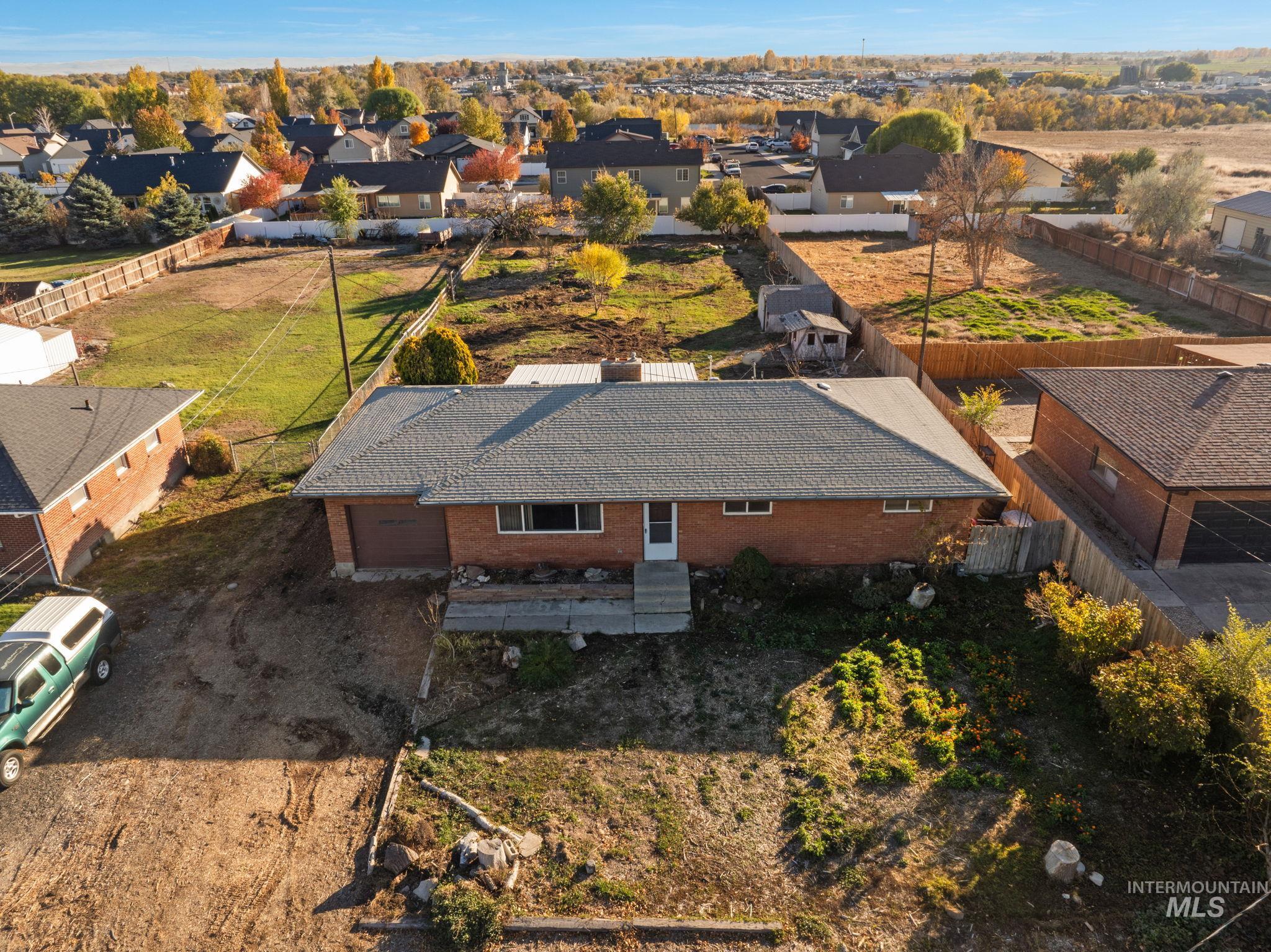Aerial perspective of suburban area