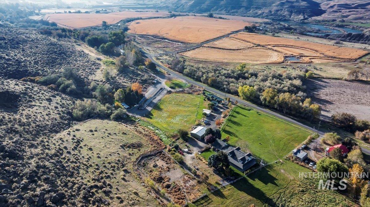 Aerial view of property's location with rural landscape