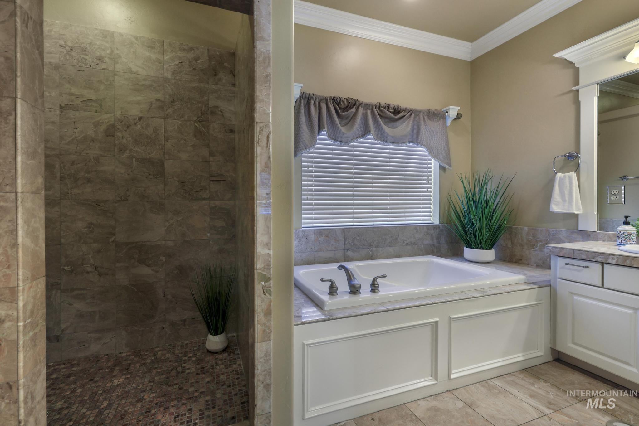 walk in marble tiled shower