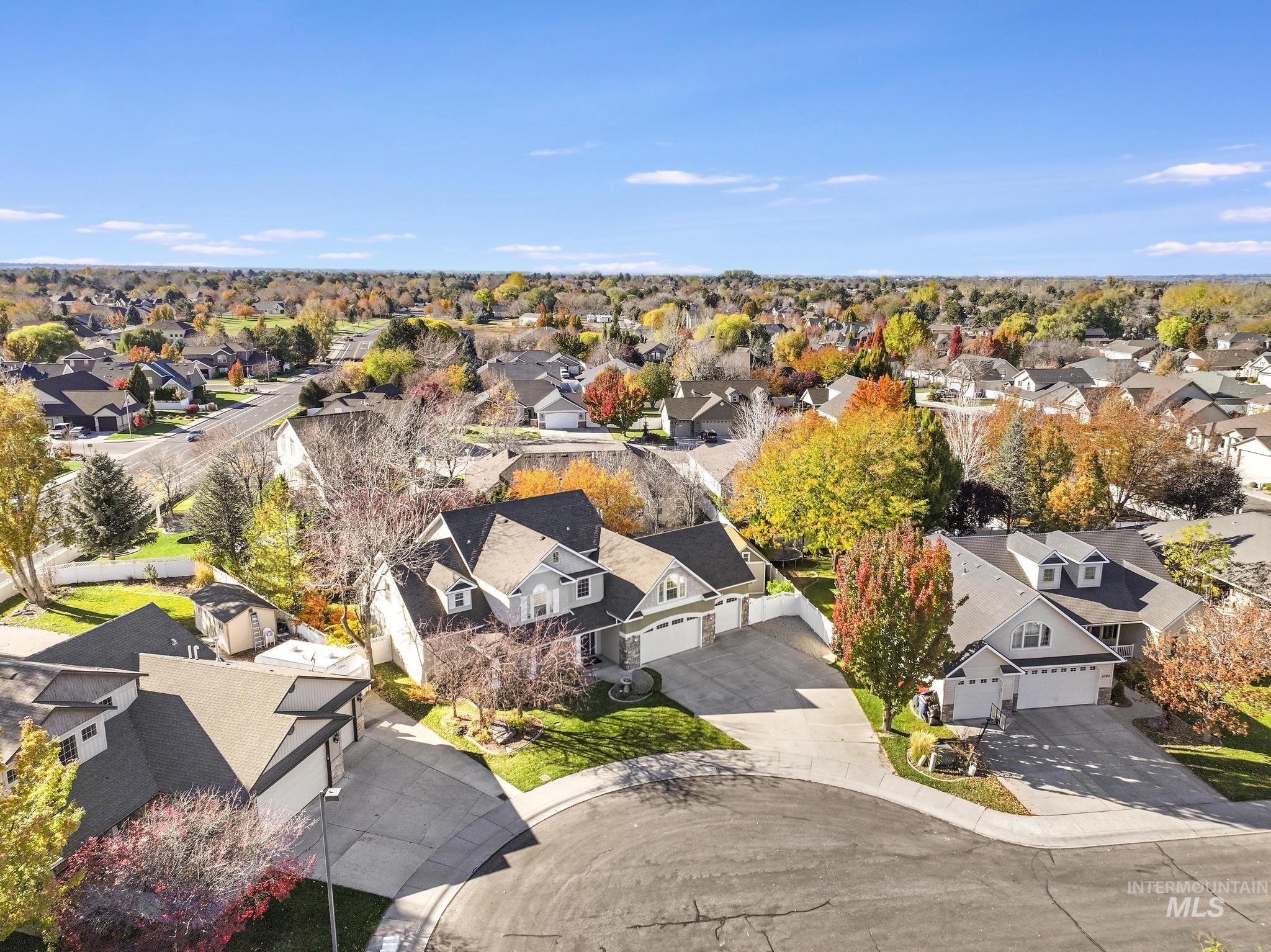 Aerial perspective of suburban area