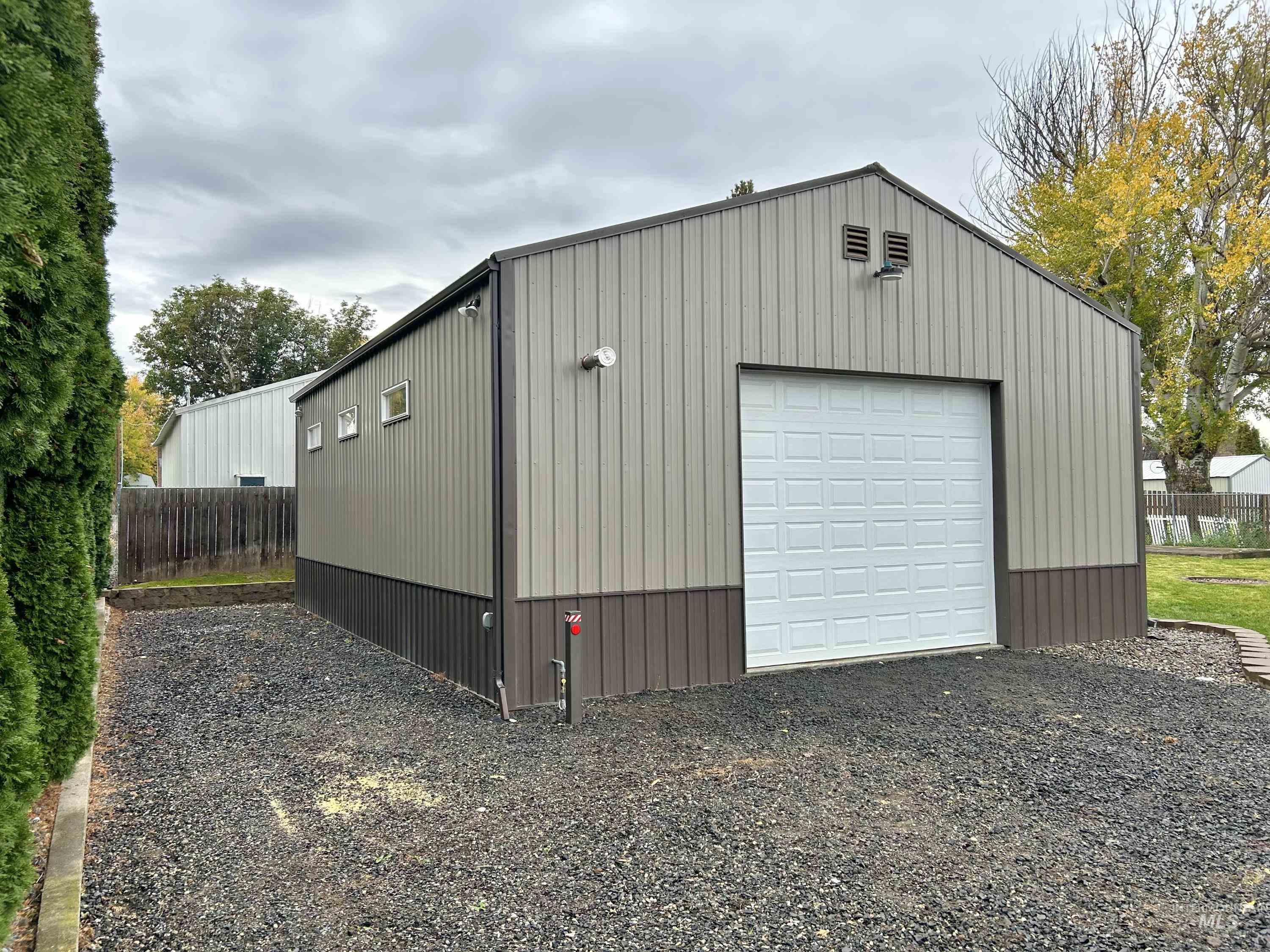 View of detached garage