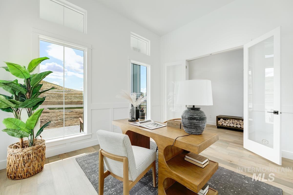 Office area with light wood finished floors