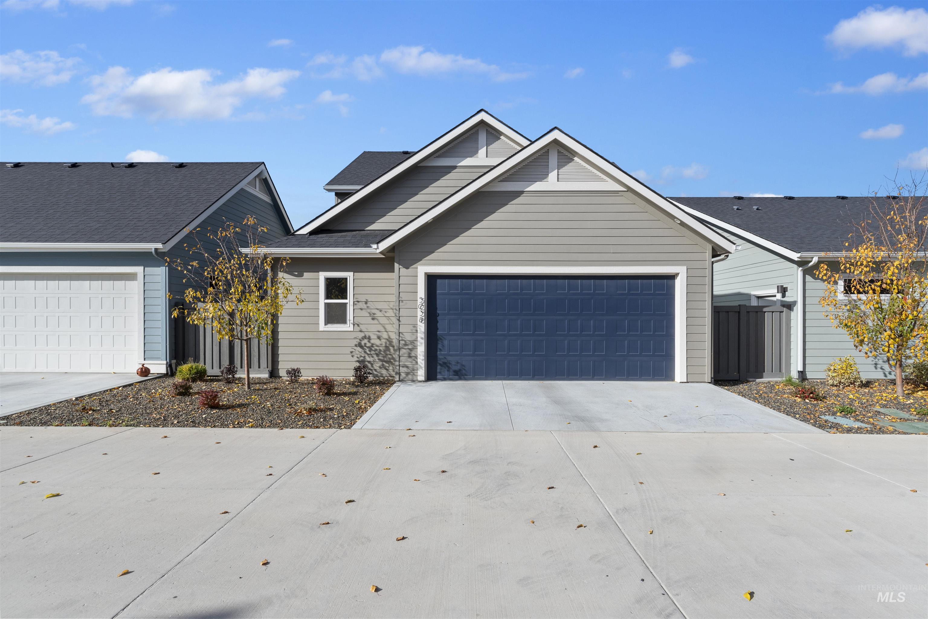 View of front of house with concrete driveway and a garage