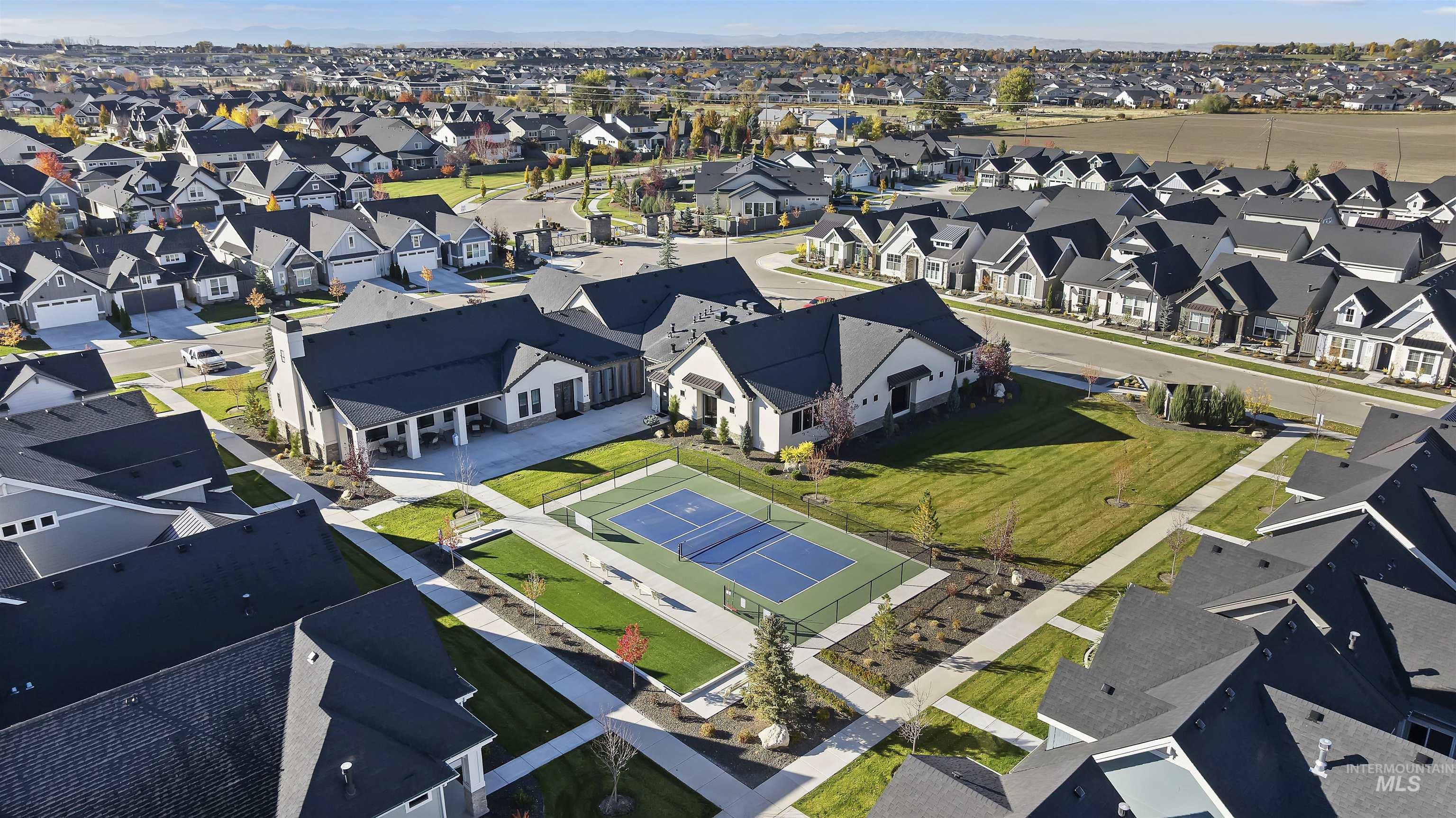 Aerial perspective of suburban area