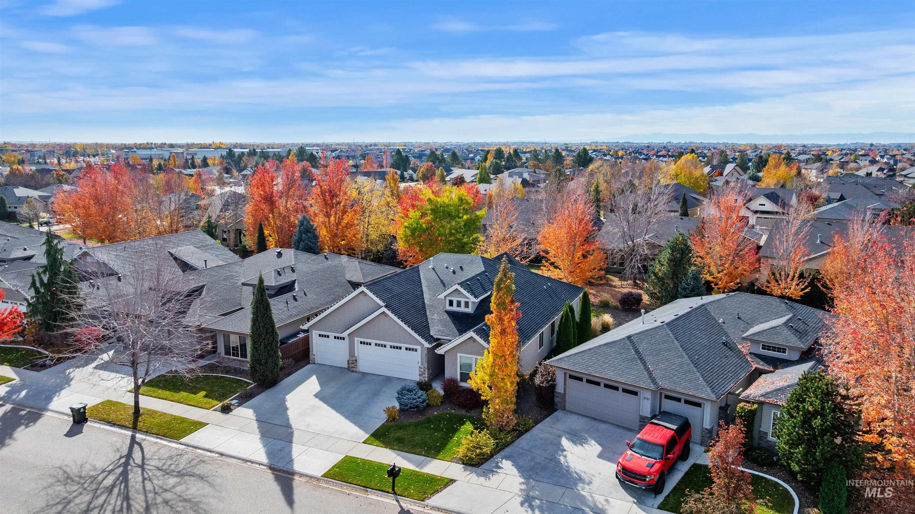 Aerial perspective of suburban area